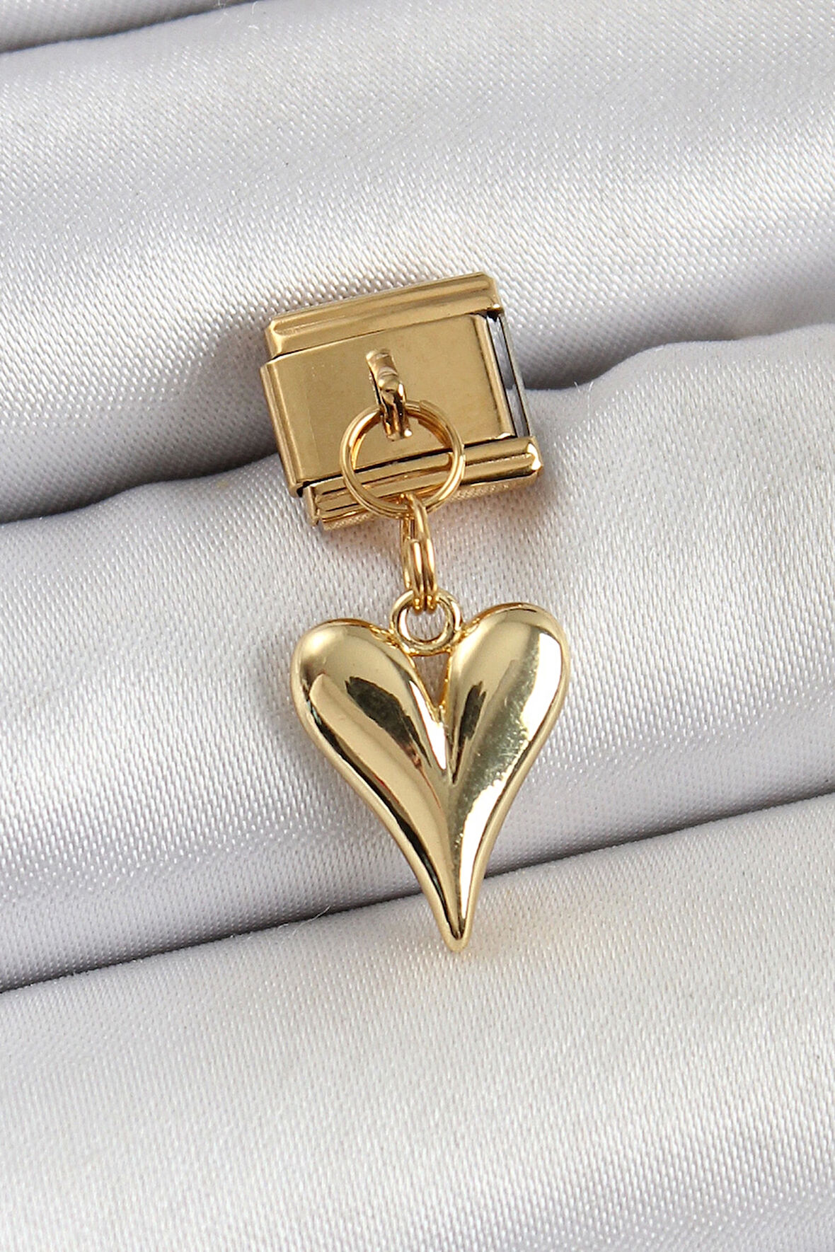 316L Çelik Sallantılı Kalp Model Gold Renk Nomination Charm