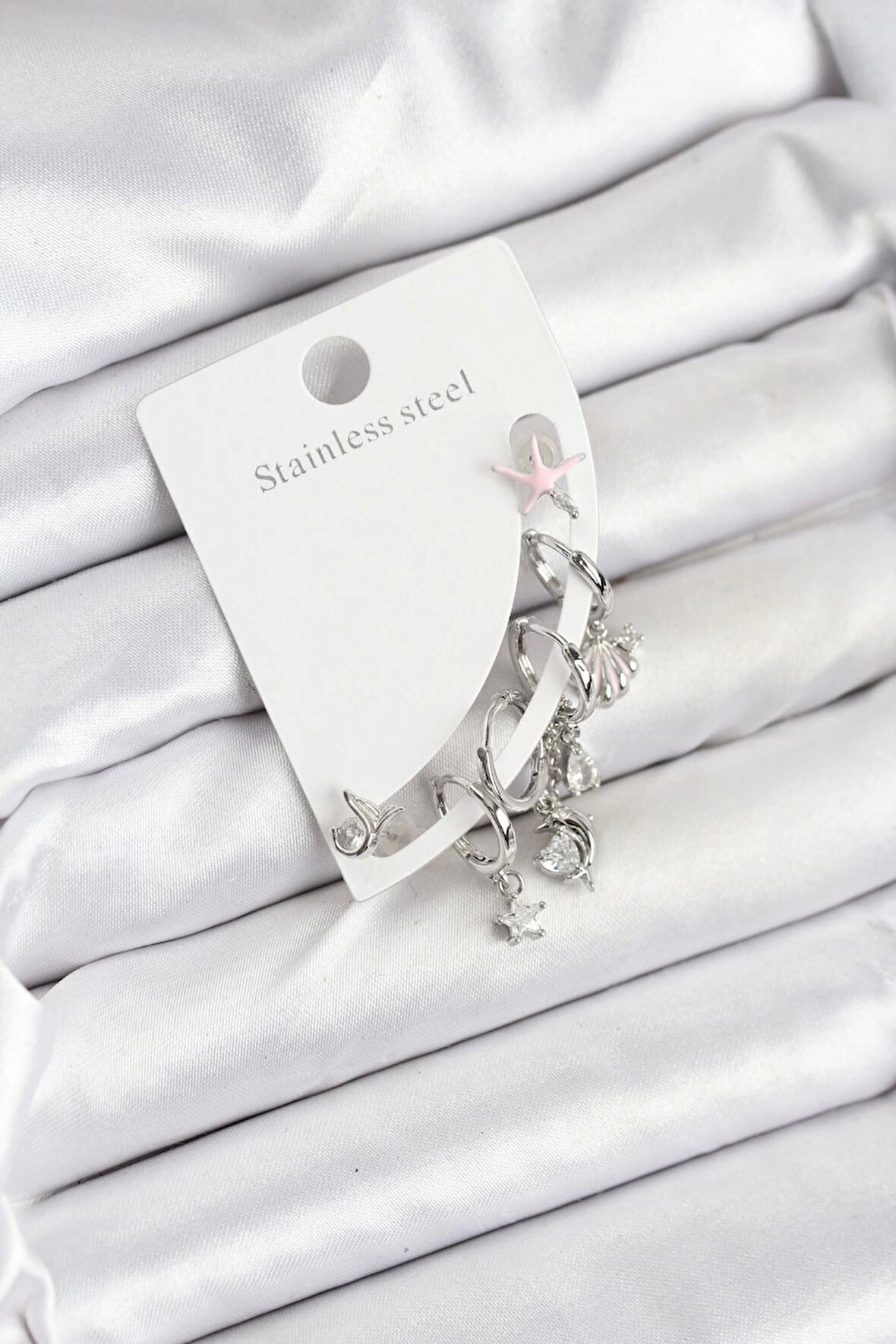 Pirinç Gümüş Renk Set Küpe