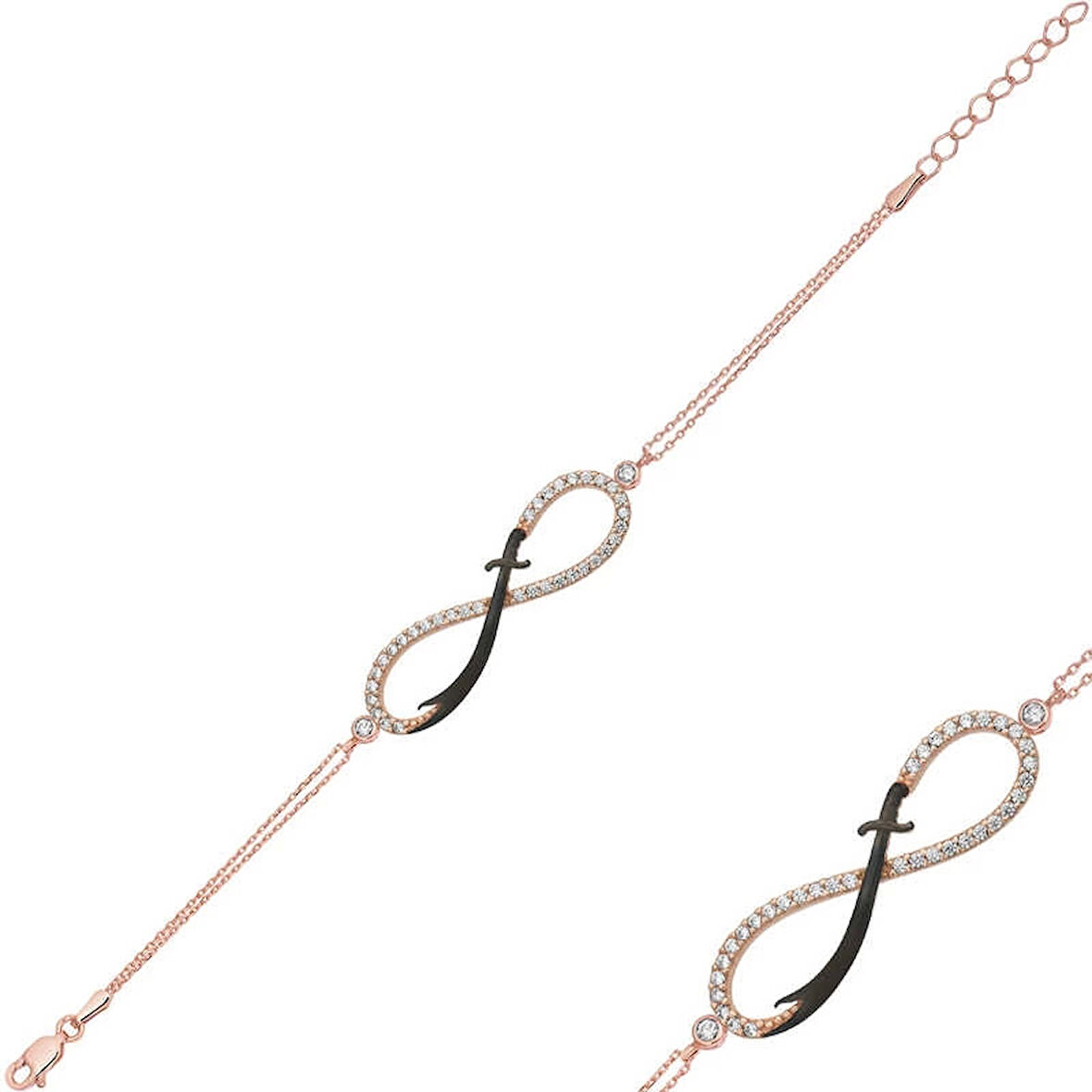 Gümüş Rose Sonsuzluk Zülfikar Kılıcı Kadın Bileklik