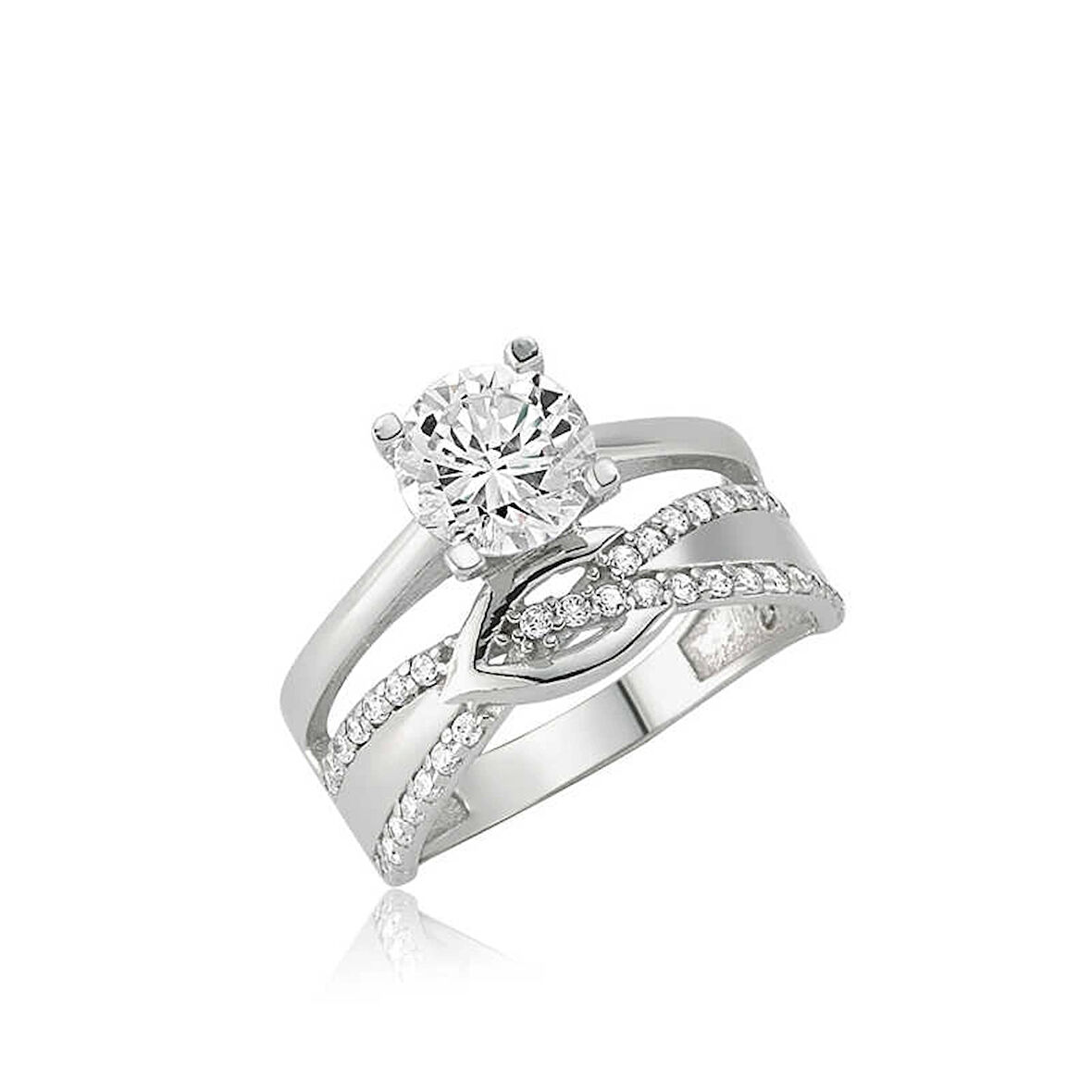 Gümüş Tektaş Düğüm Yüzük