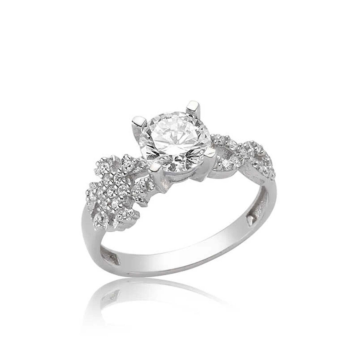 Gümüş Kar Tanesi Sonsuzluk Tek Taş Kadın Yüzük