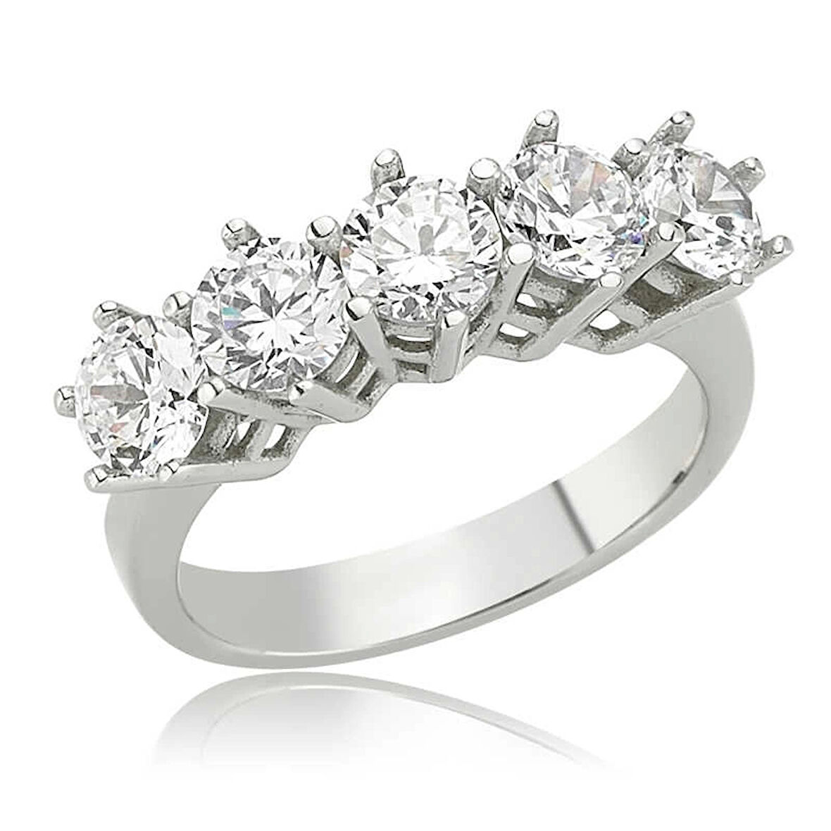 Gümüş 5 Taş Kadın Yüzük