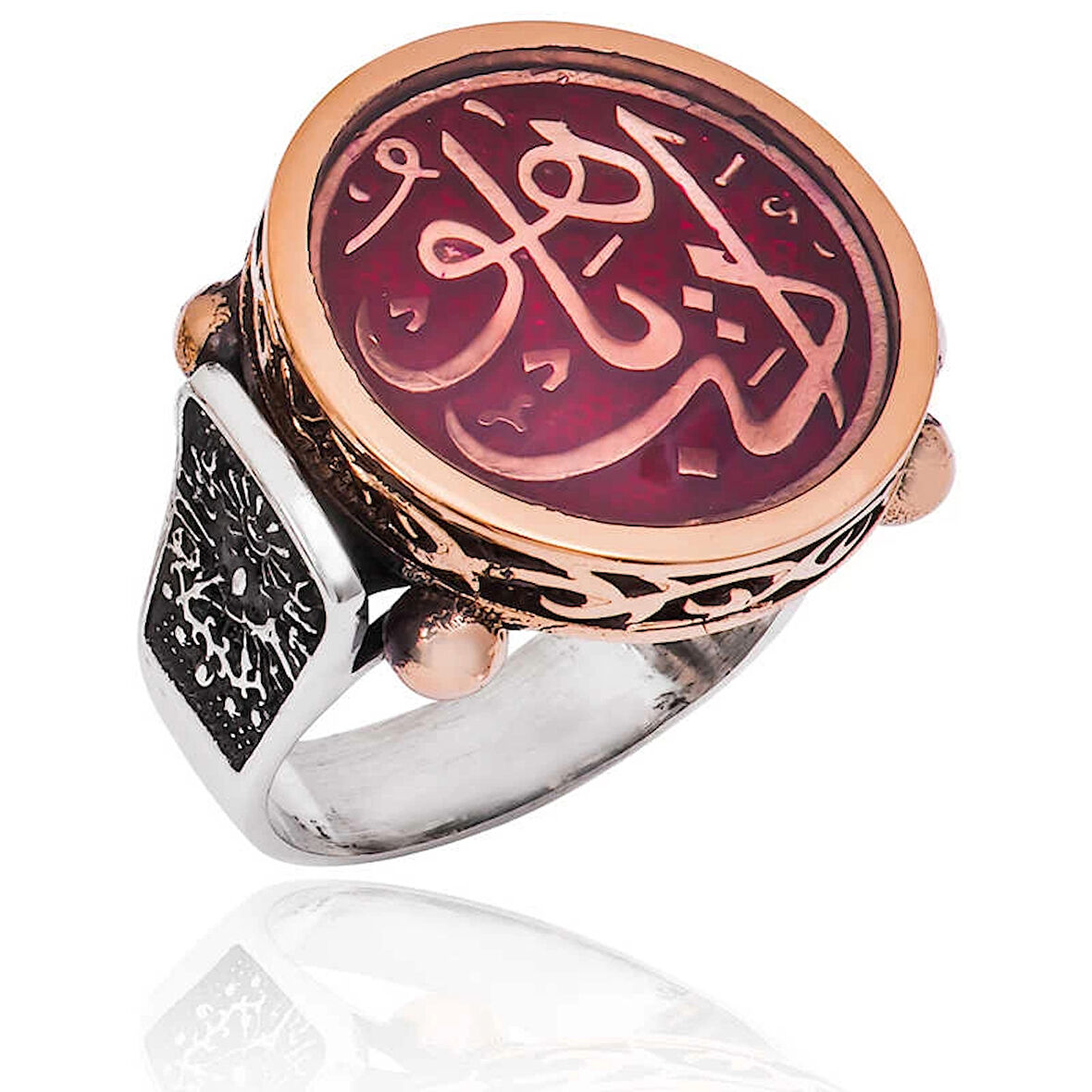 Gümüş Edeb Ya Hu Erkek Yüzük