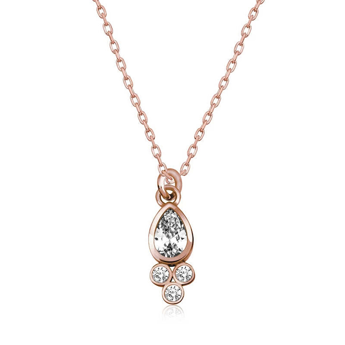 Gümüş Rose Çiğ Damlası Tektaş Kadın Kolye