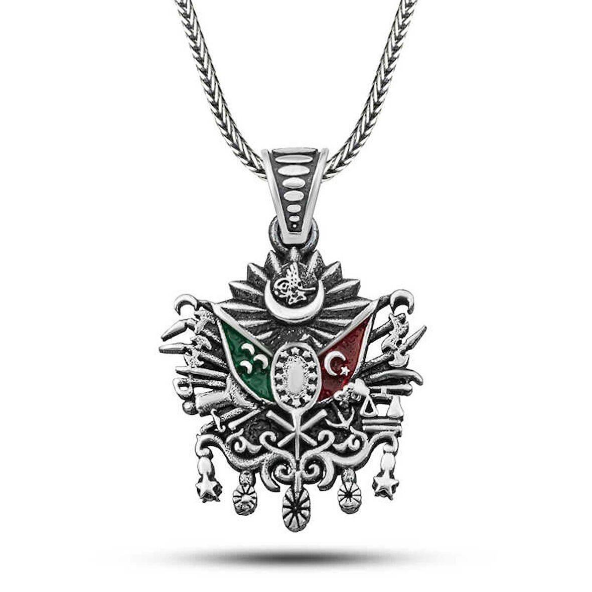 Gümüş Osmanlı Devlet Armalı Erkek Kolye
