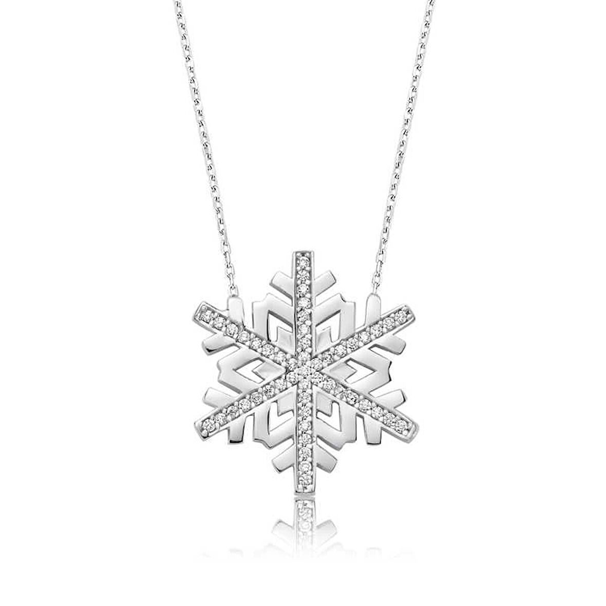 Gümüş Kar Tanesi Kadın Kolye