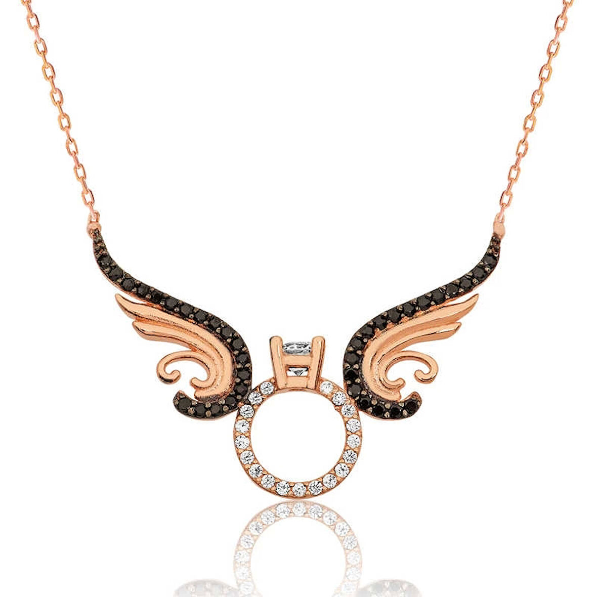 Gümüş Tek Taş Melek Kadın Kolye