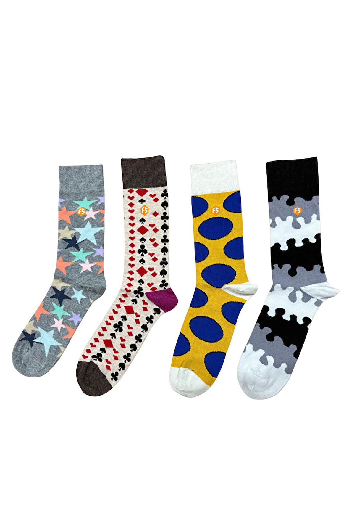 Erkek Renkli Desenli Pamuklu Günlük Çorap