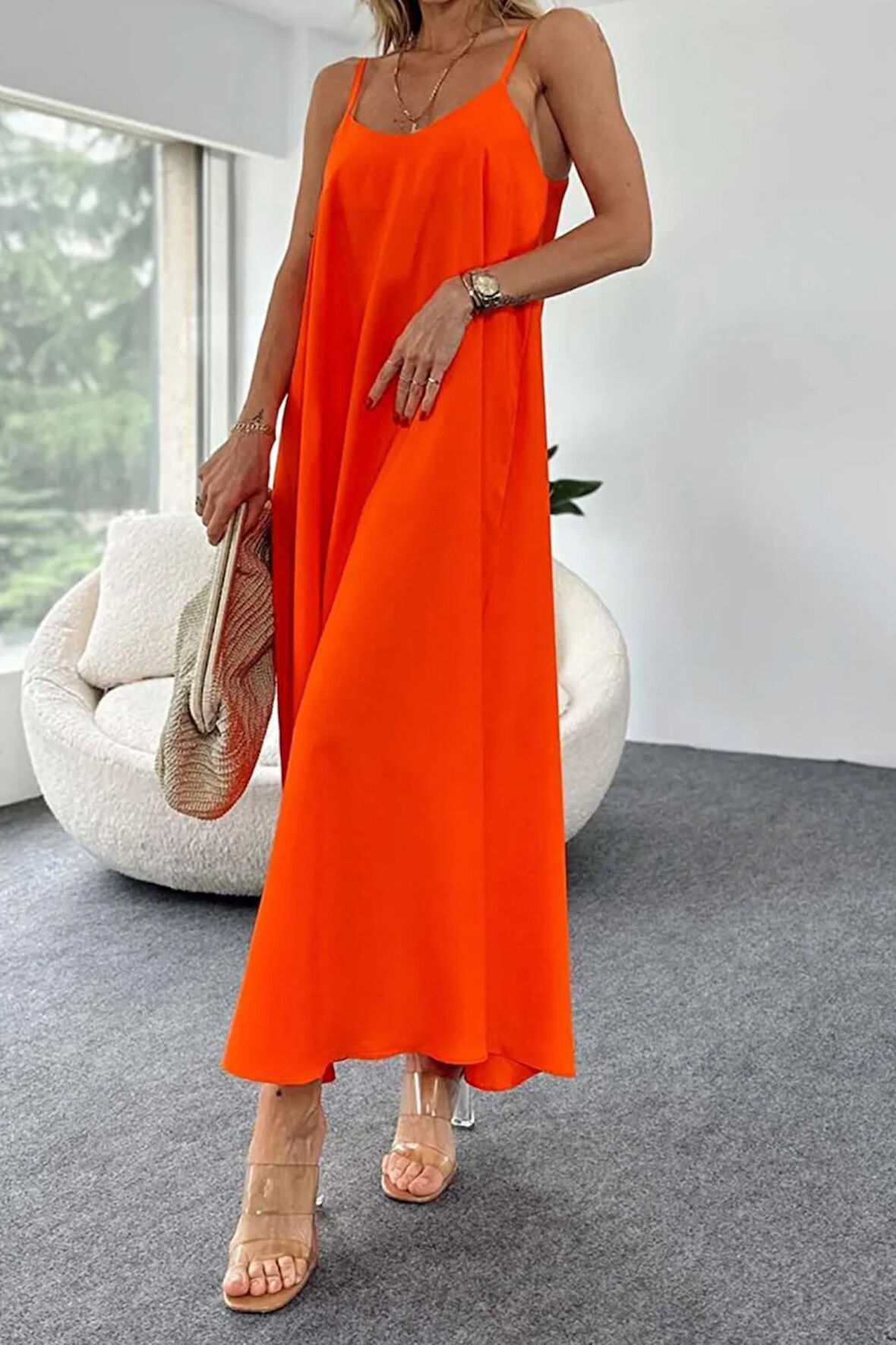 Balenbi Kadın Aerobin Kumaş Ayarlanabilir Askılı Uzun Elbise 1099