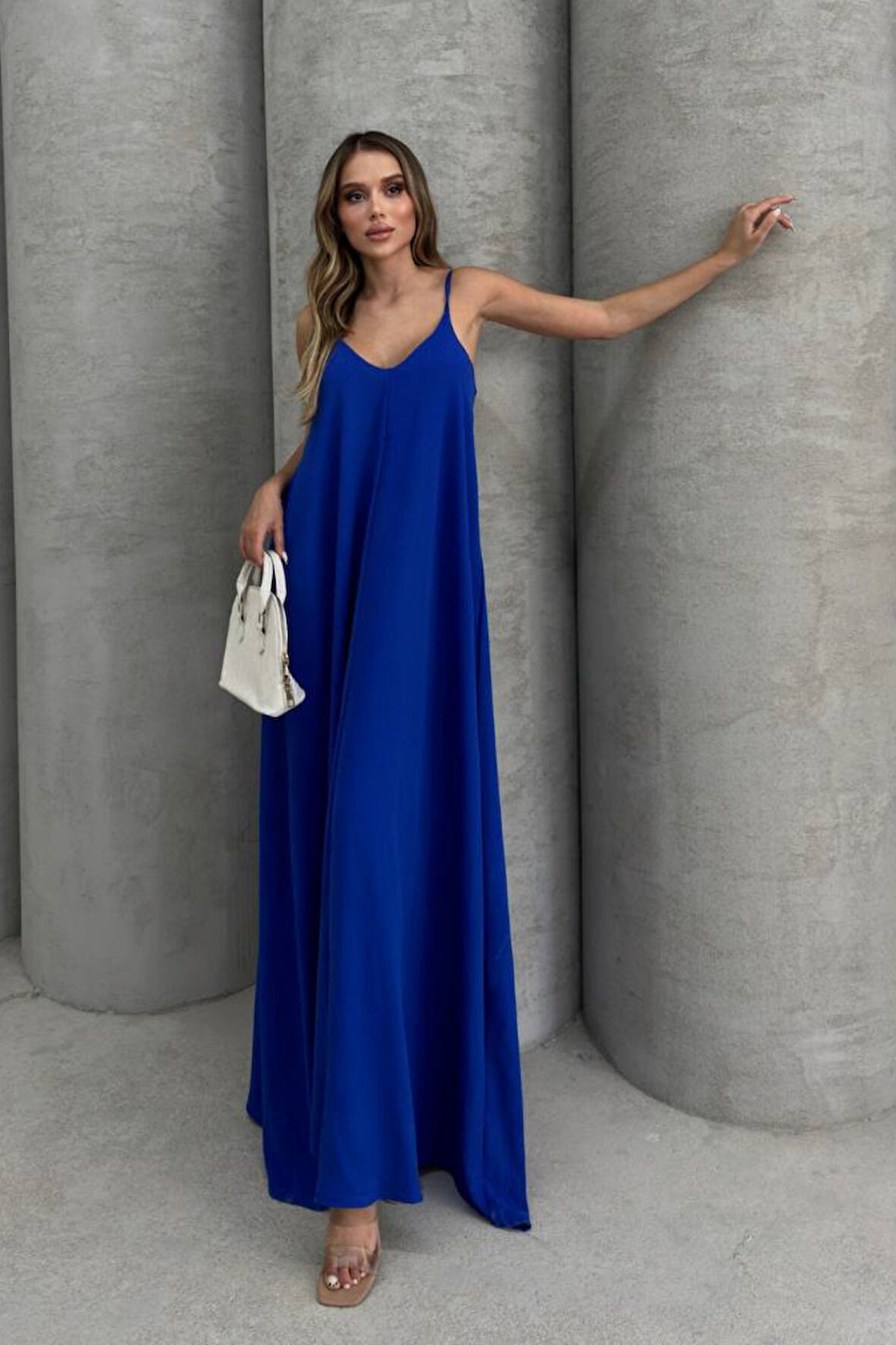 Balenbi Kadın Aerobin Kumaş Ayarlanabilir Askılı Uzun Elbise 1099