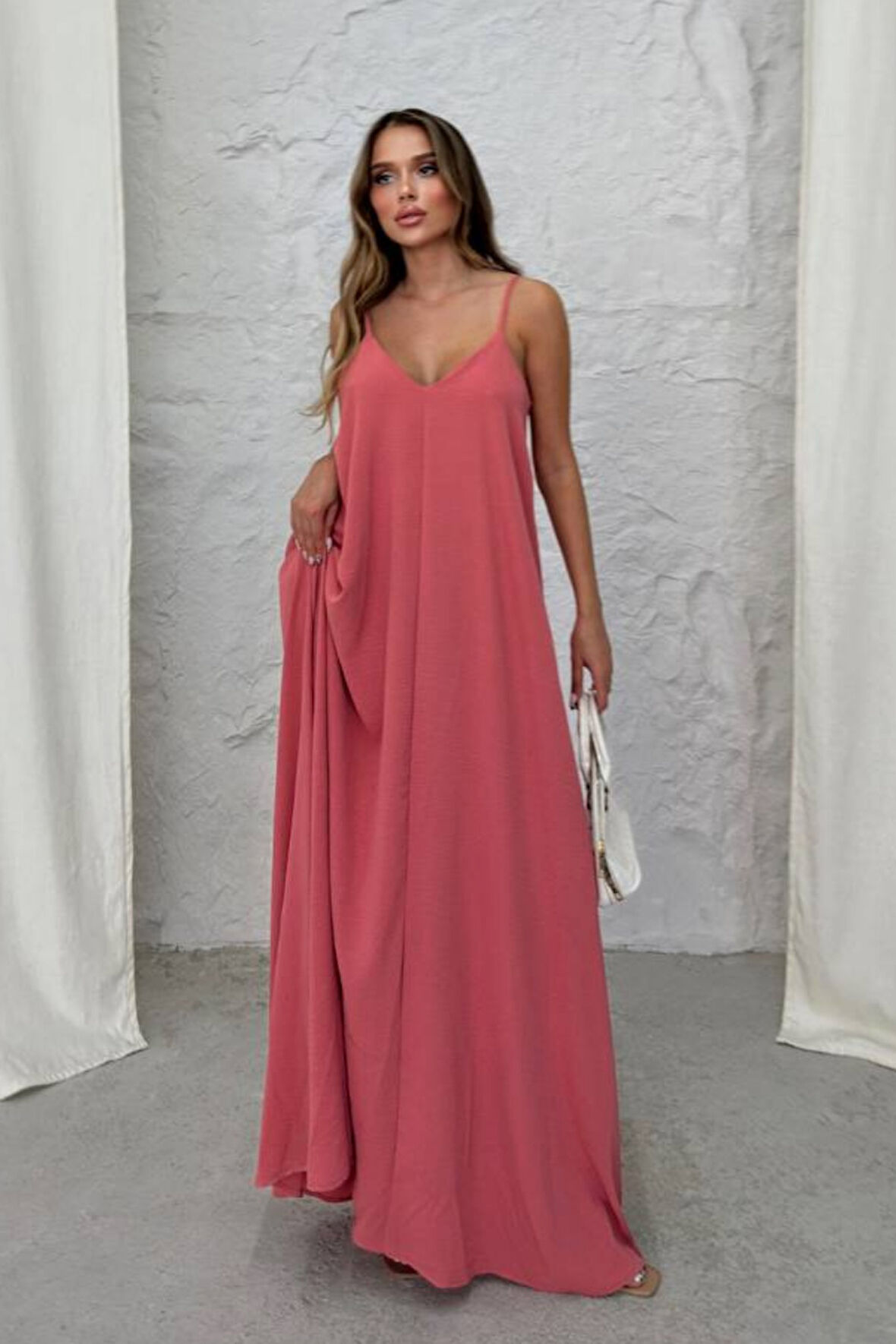 Balenbi Kadın Aerobin Kumaş Ayarlanabilir Askılı Uzun Elbise 1099