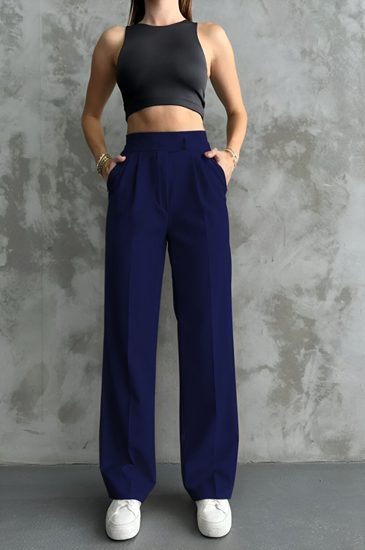 Balenbi Kadın Double Krep Likralı Cırt Kapama Palazzo Pantolon 1103