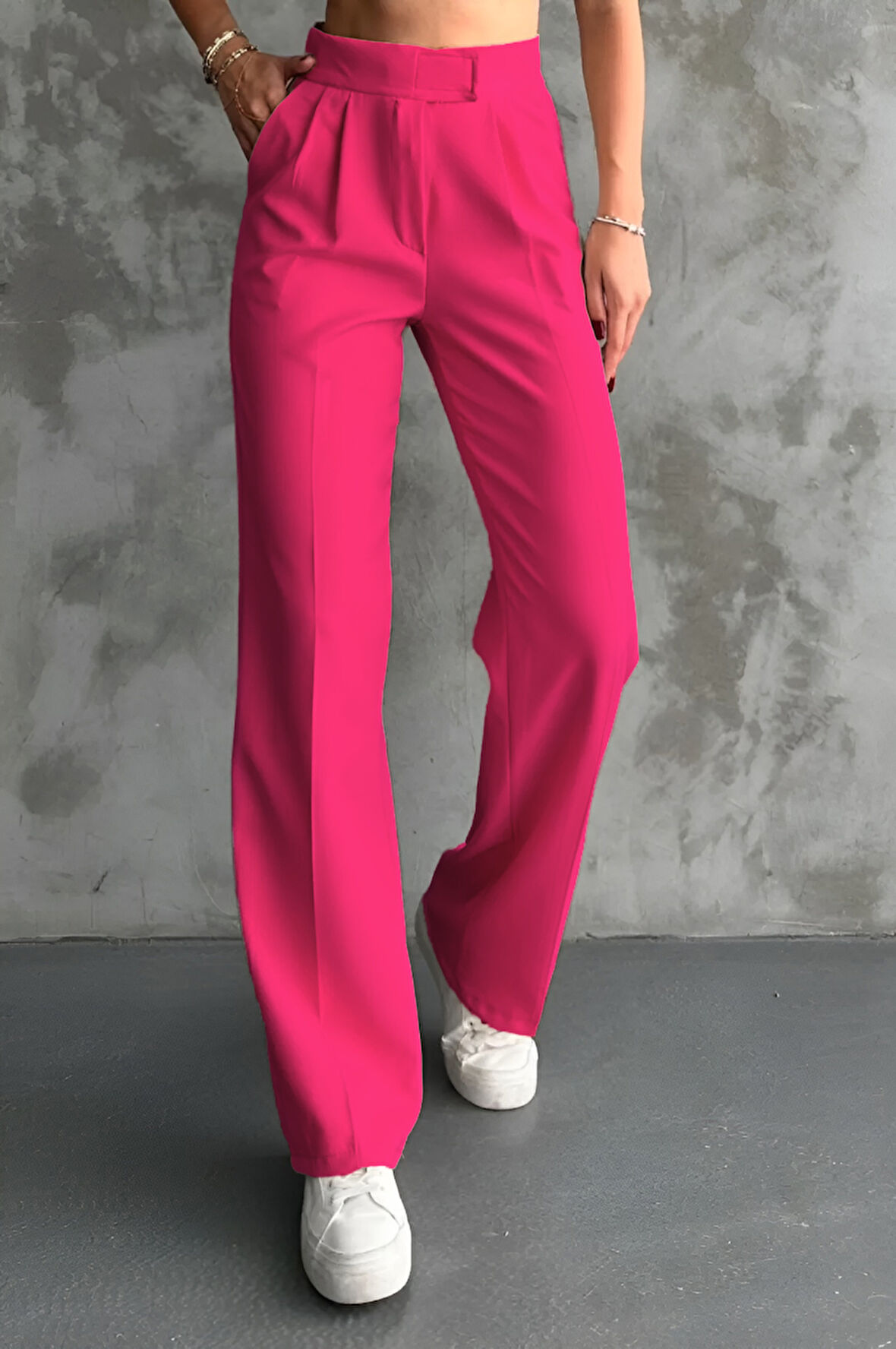 Balenbi Kadın Double Krep Likralı Cırt Kapama Palazzo Pantolon 1103