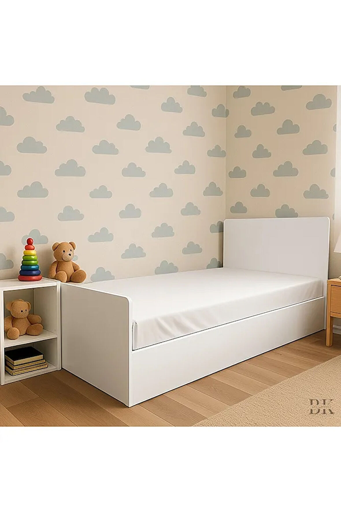 Beyaz Minimalist Tek Kişilik Karyola