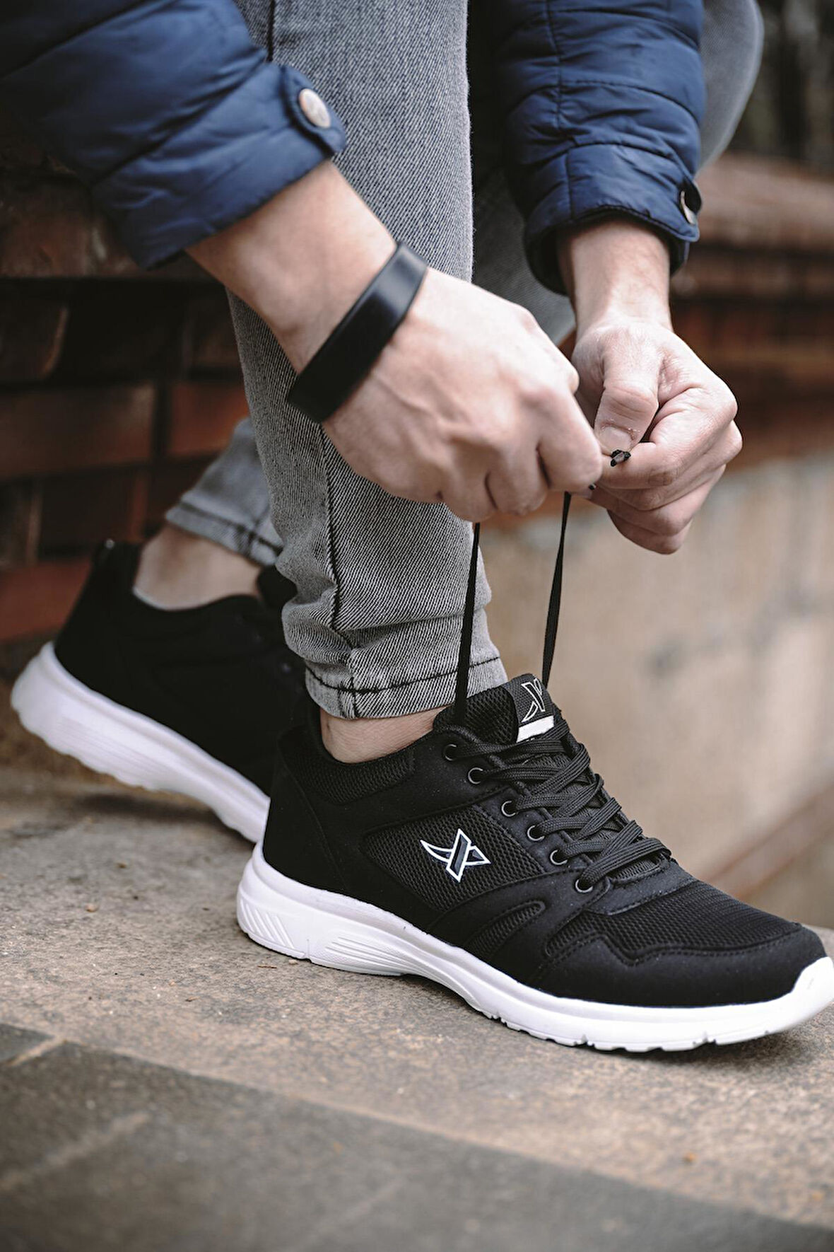 Unisex Siyah Beyaz Günlük Rahat Yürüyüş Ayakkabısı File Detaylı Sneaker Spor Ayakkabı