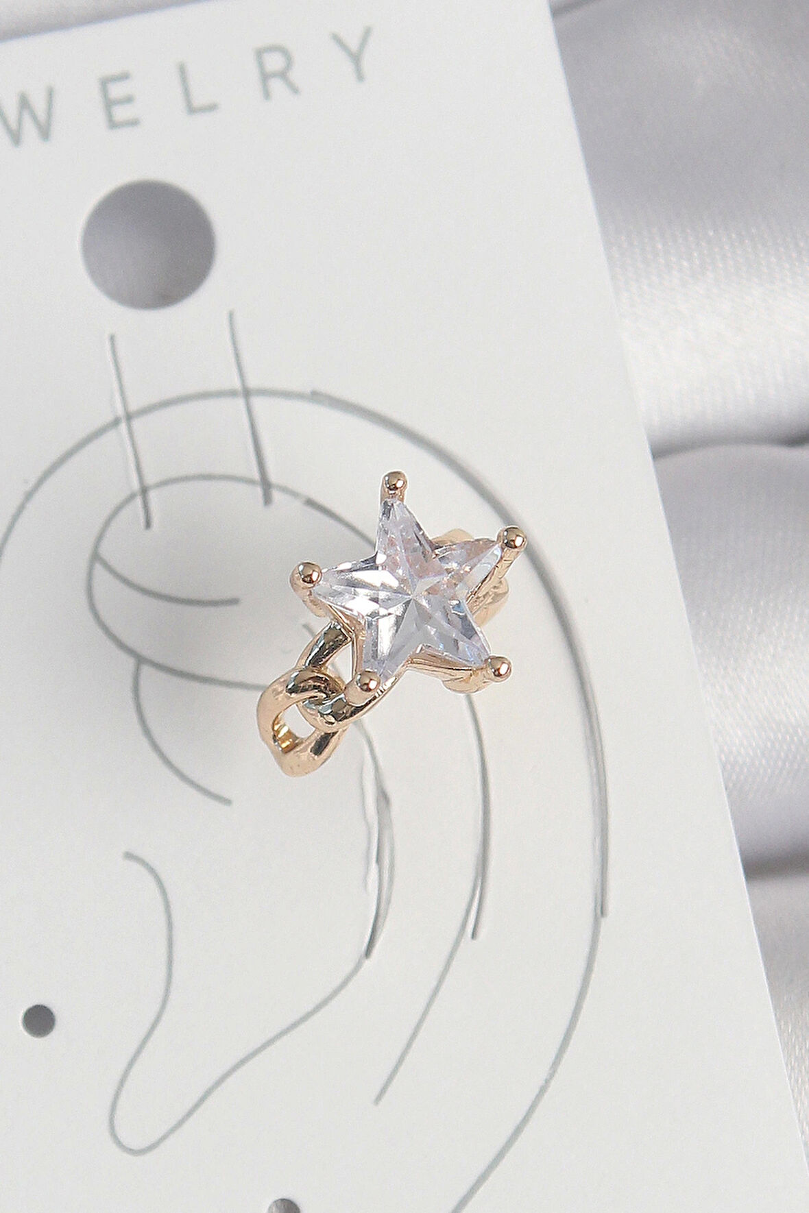 Pirinç Gold Renk Zirkon Taşlı Yıldız Model Kadın Kıkırdak Küpe