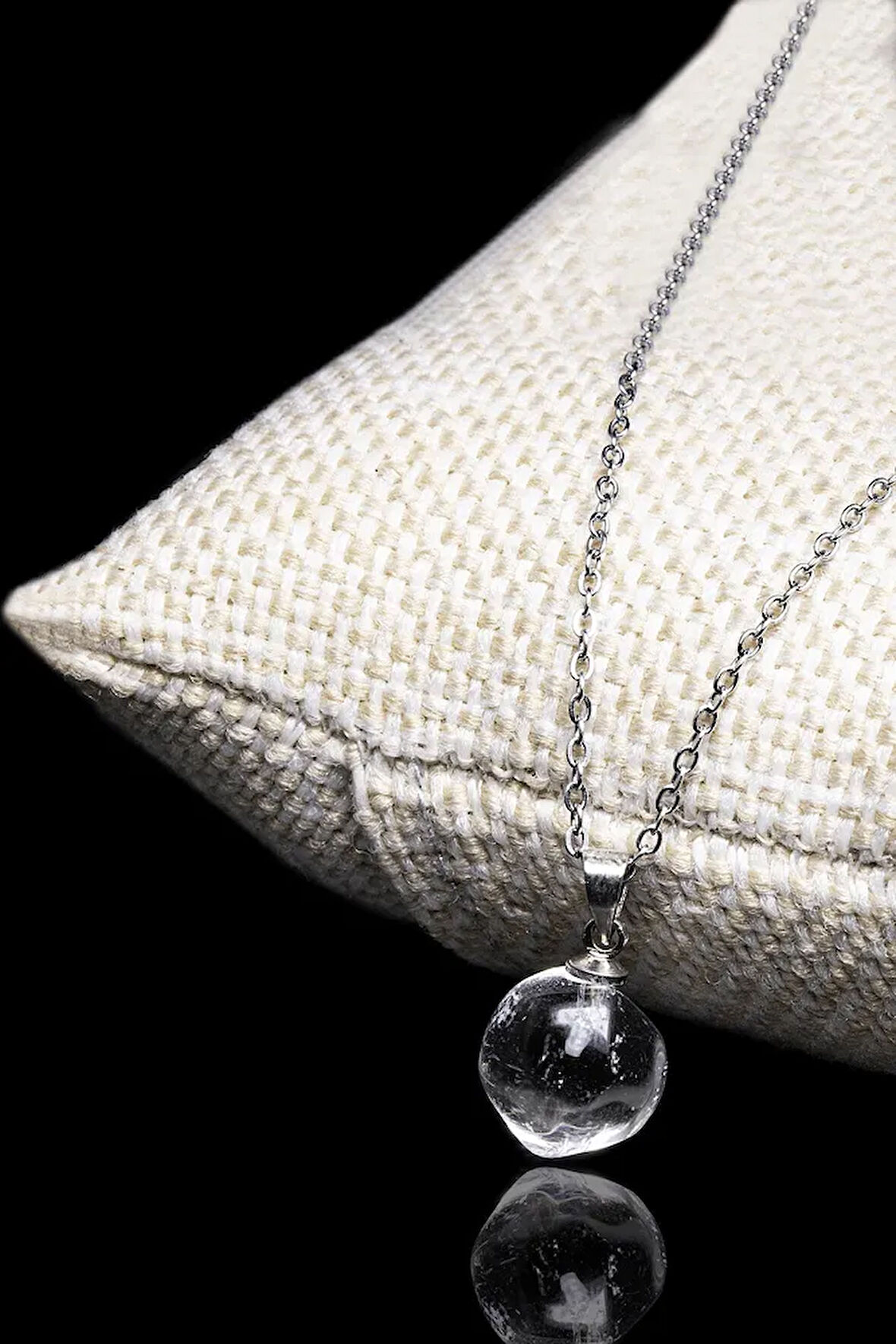 Sertifikalı Fasetli Doğal Kristal Kuvars Taşı Kolye