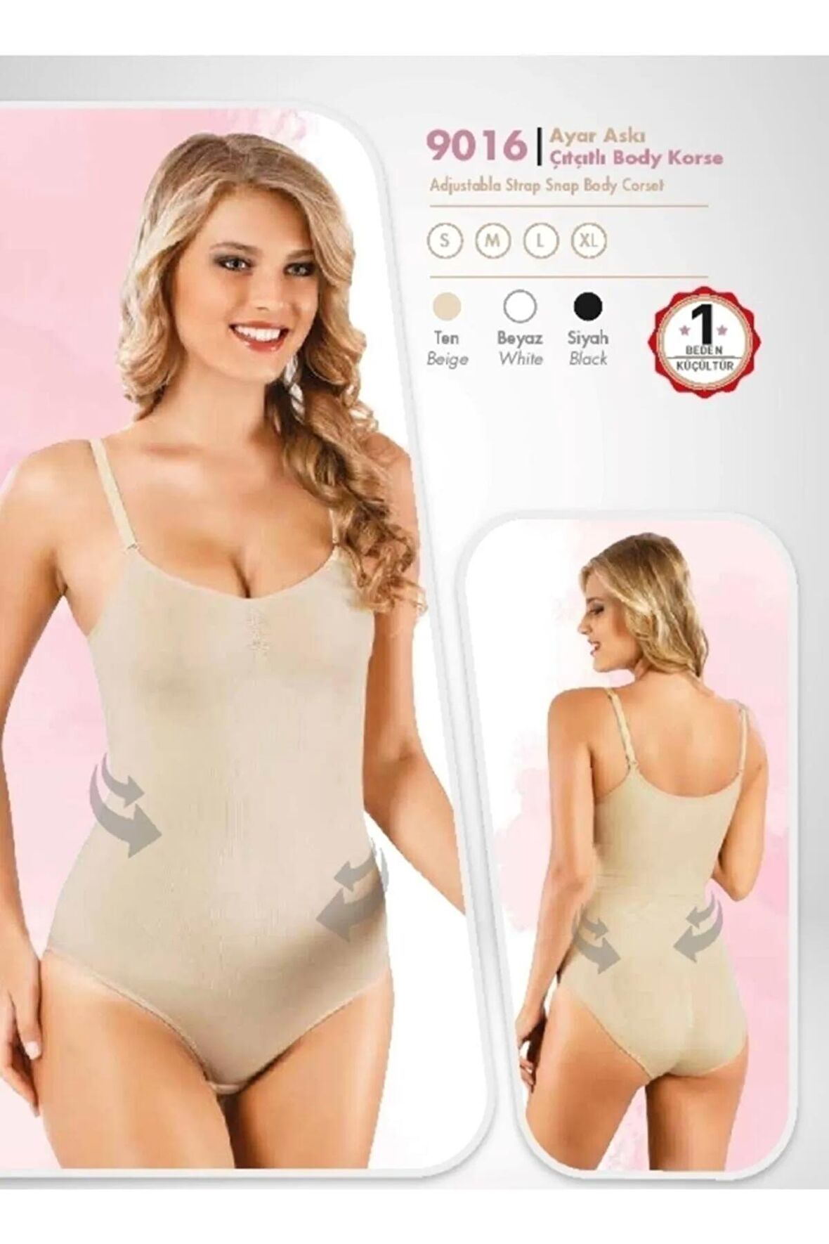 9016 Ayar Askılı Çıtçıtlı Body Korse