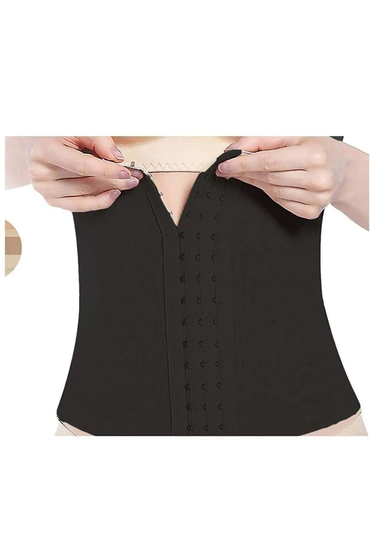 Unisex 1 Beden Küçülten Ten Agraflı Bel Korse Sıkılaştırıcı Dikişsiz