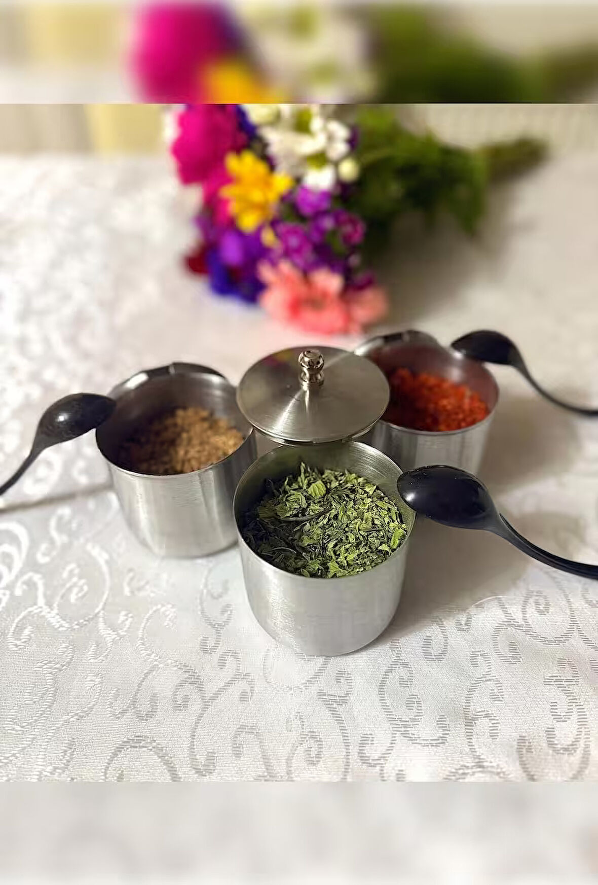 BAHARATLIK KAPAKLI 3'LÜ SET 430 KALİTE PASLANMAZ ÇELİK