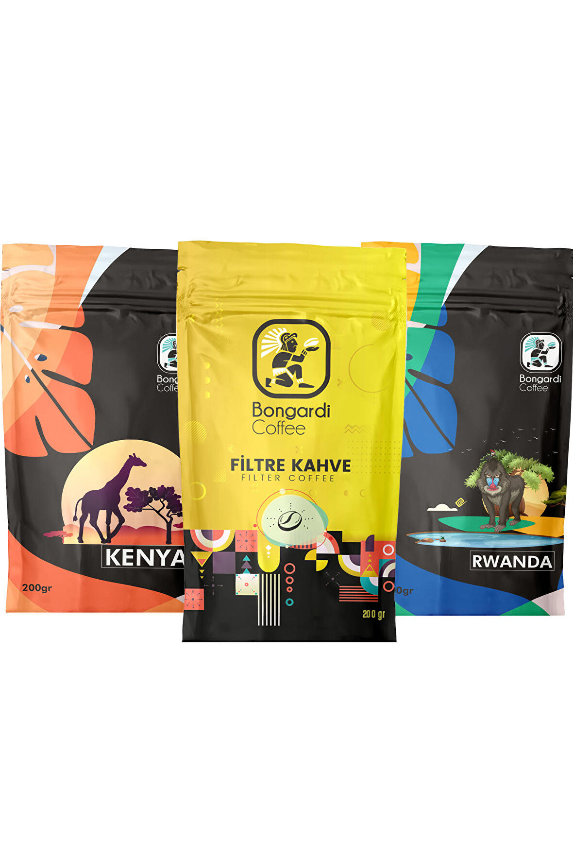 Ruanda Kenya ıntense Blend Öğütülmüş Filtre Kahve Seti 3 x 200 g