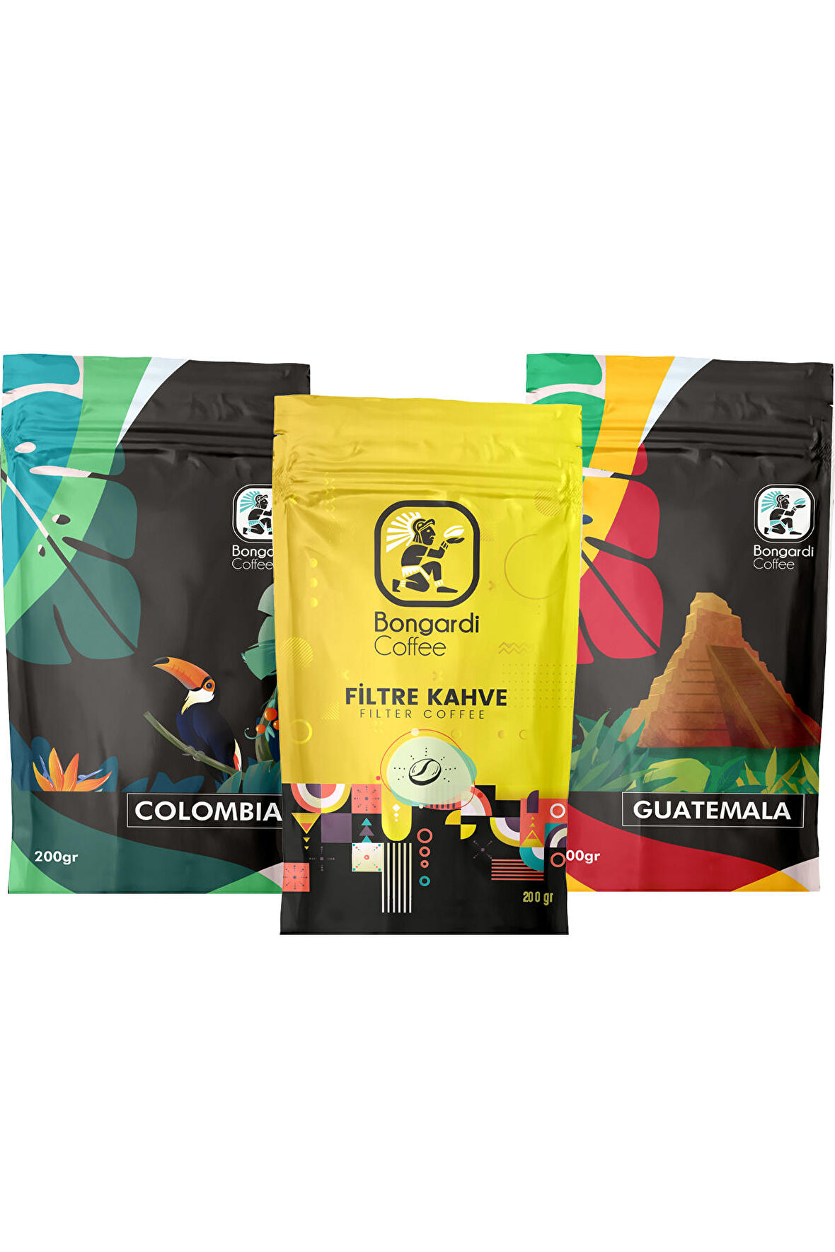 Colombia Guatemala Intense Blend Öğütülmüş Filtre Kahve Seti 3 x 200 g