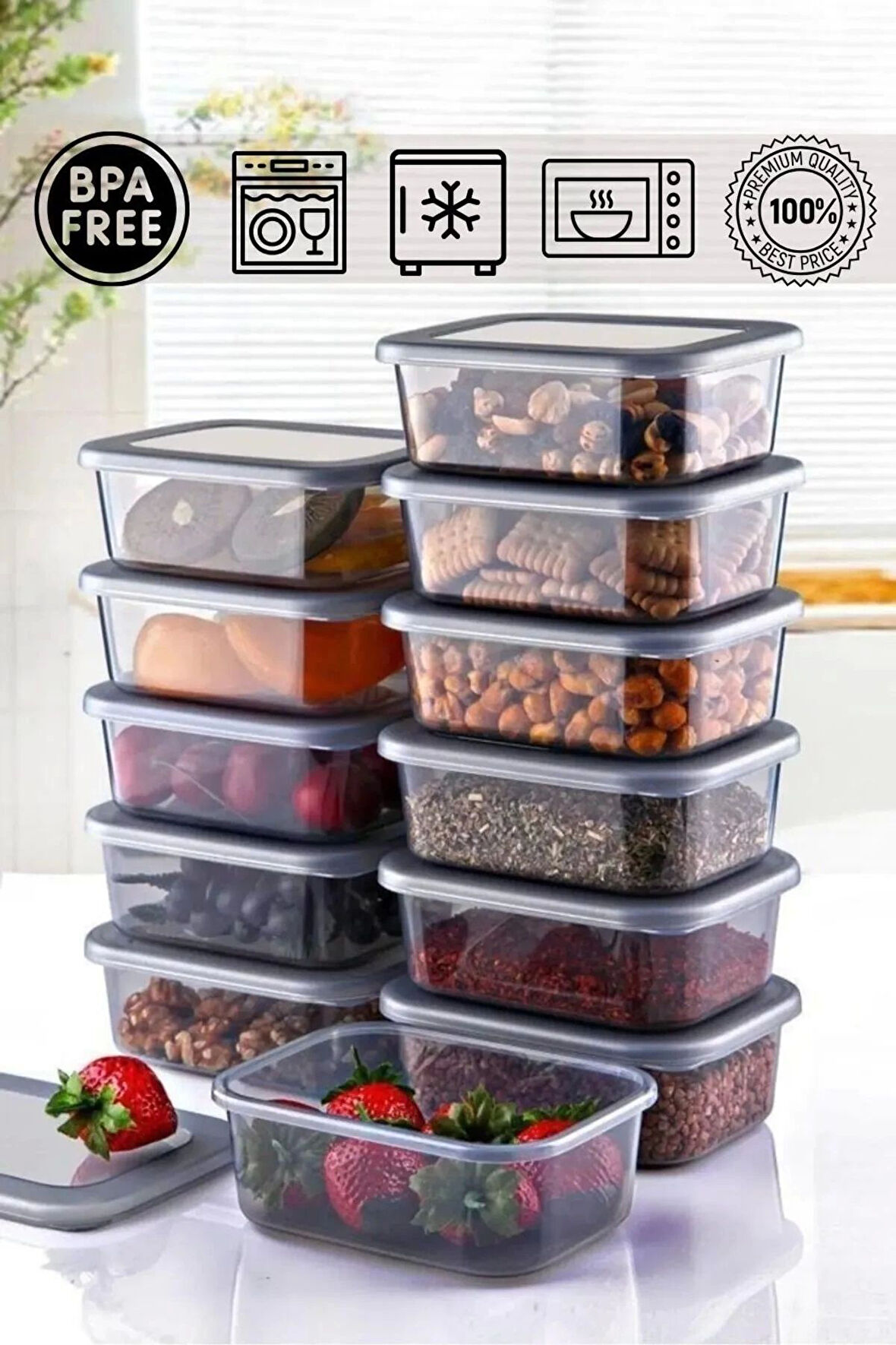 12 Adet 250 ml Lunch Box Çok Amaçlı Mikrodalga Kahvaltılık Saklama Kabı