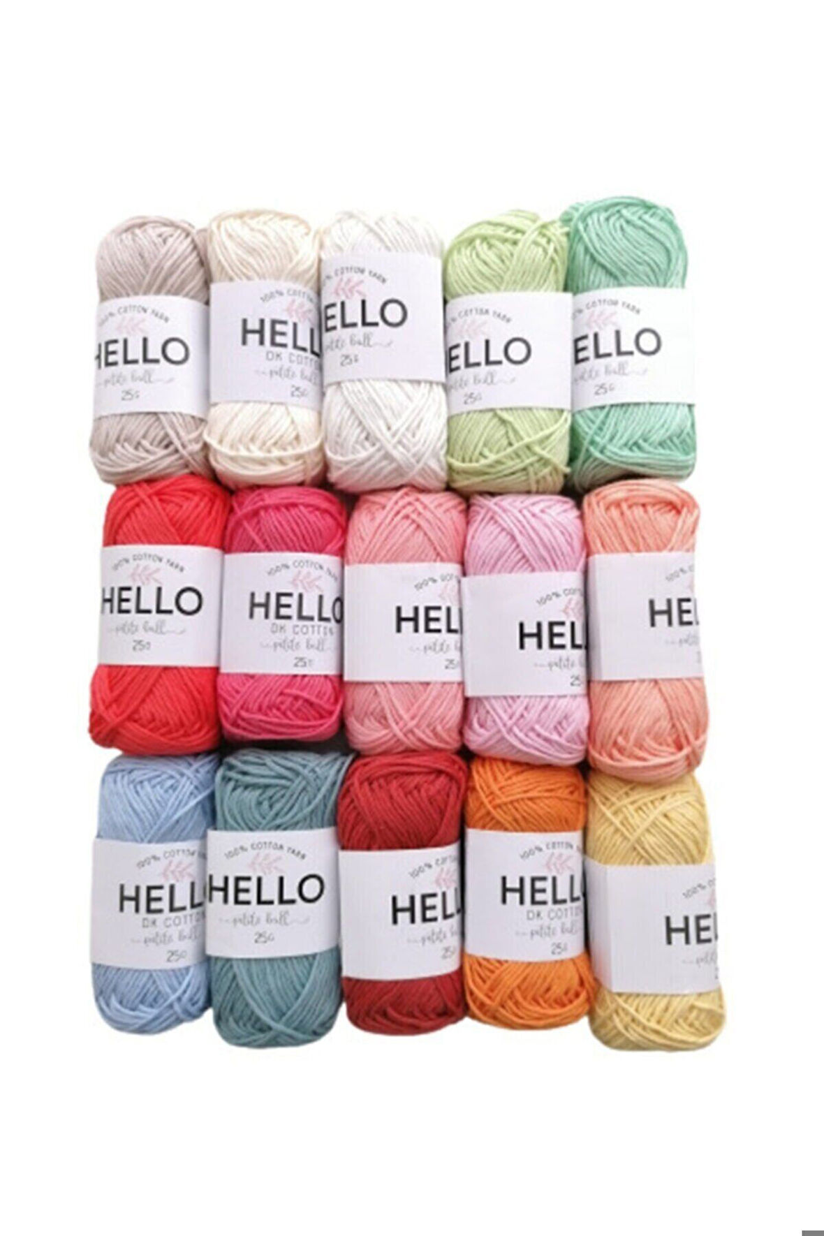 Hello %100 Doğal Pamuk Punch Ve Amigurumi Iplik 25 Gram 15 Renk Kit Oeko-tex Sertifikalı