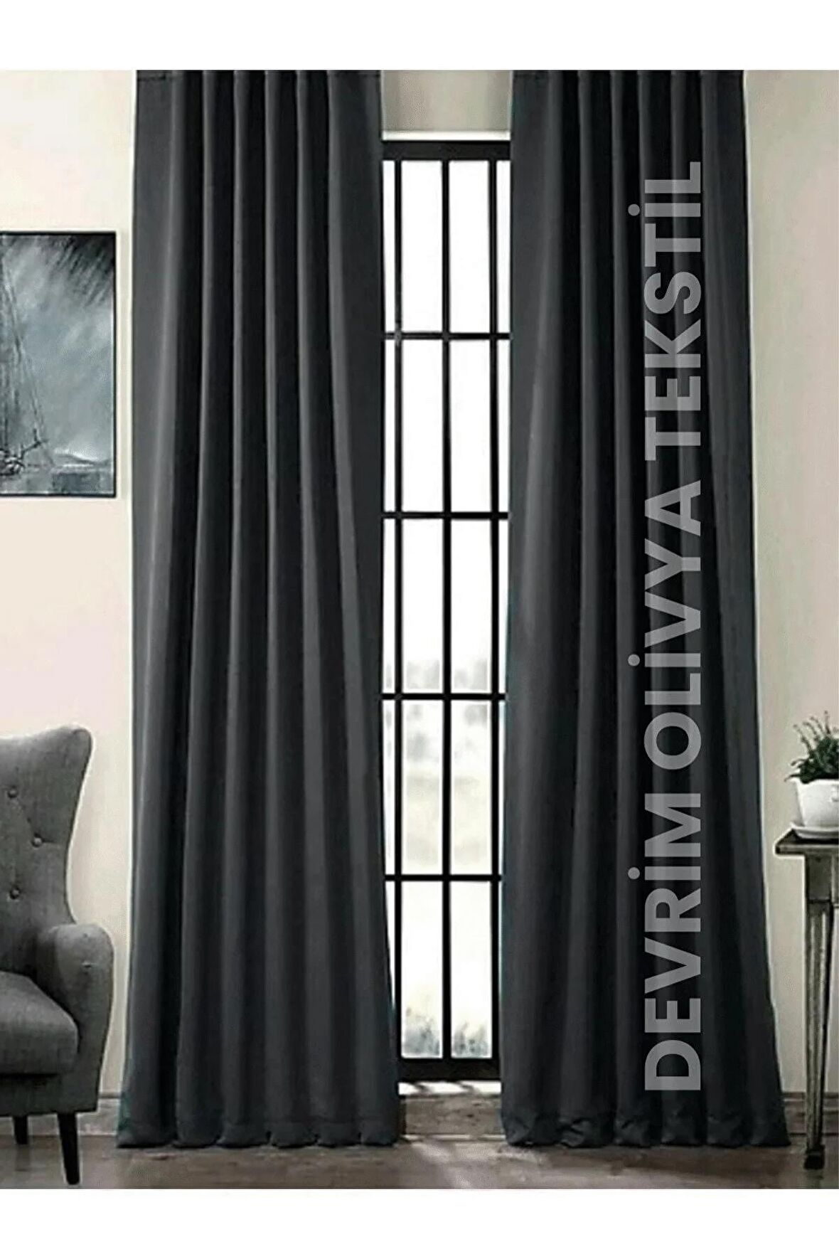  Lüks 1. Sınıf Özel Dikim Antrasit Blackout Işık Geçirmez Fon Perde Ekstraforlu Karartma Güneşlik