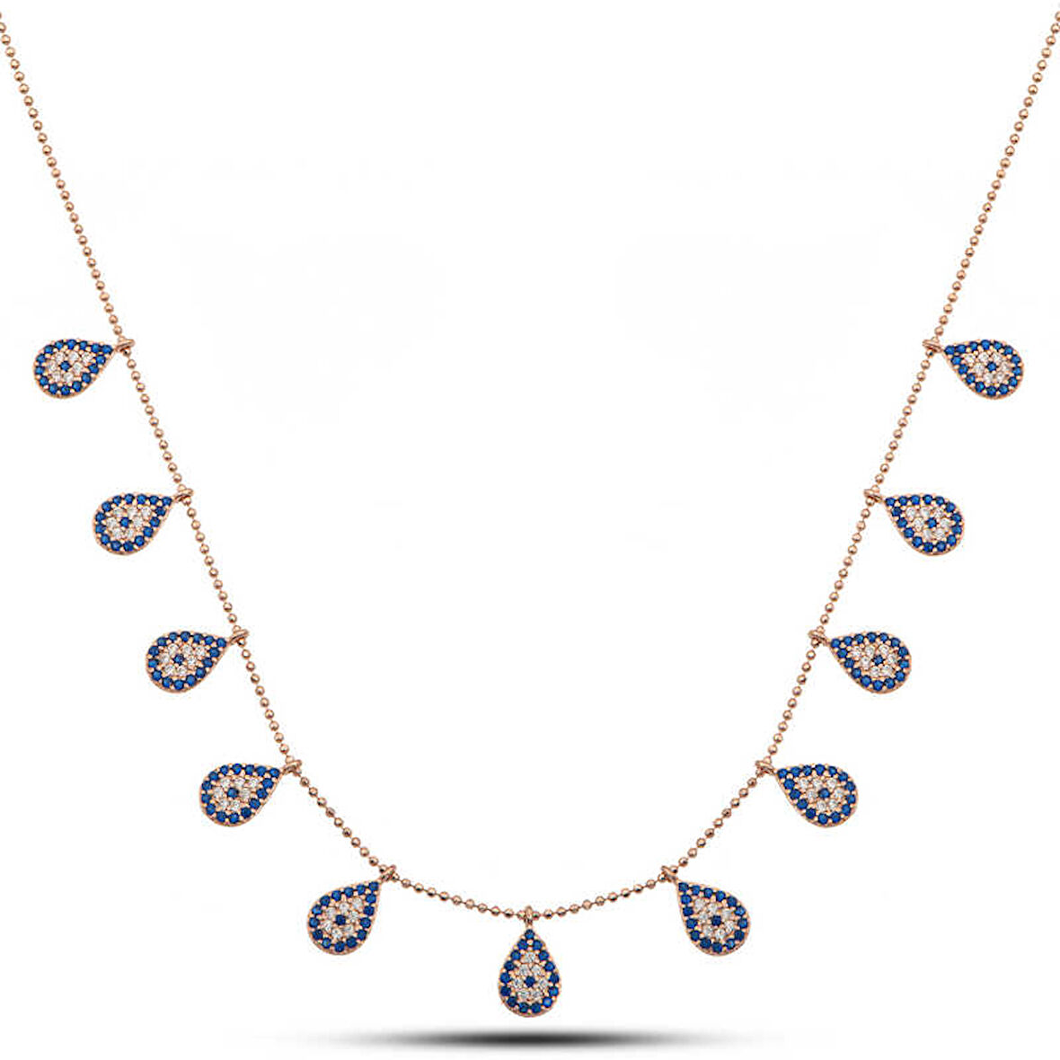 BlackCraft Gümüş Rose Damla Nazarlı Şans Kadın Kolye (BC-46739B)