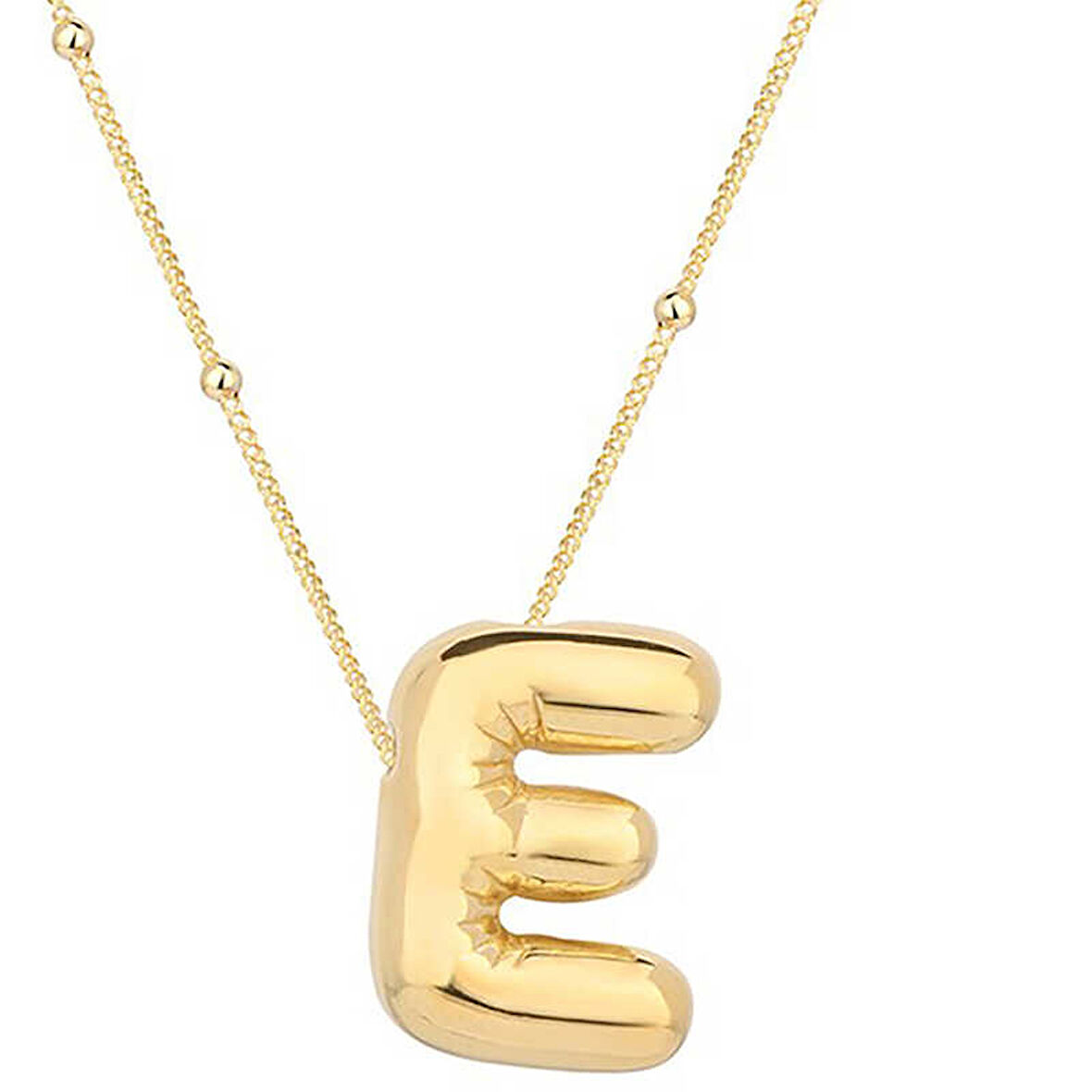 BlackCraft 925 Ayar Gümüş Gold Balon E Harfi Kadın Kolye (BC-5B89C0)