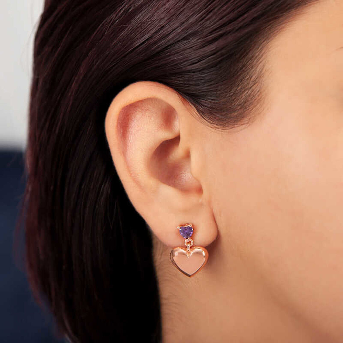 BlackCraft Gümüş Rose Kalp Çivili Kadın Küpe (BC-A2D469)