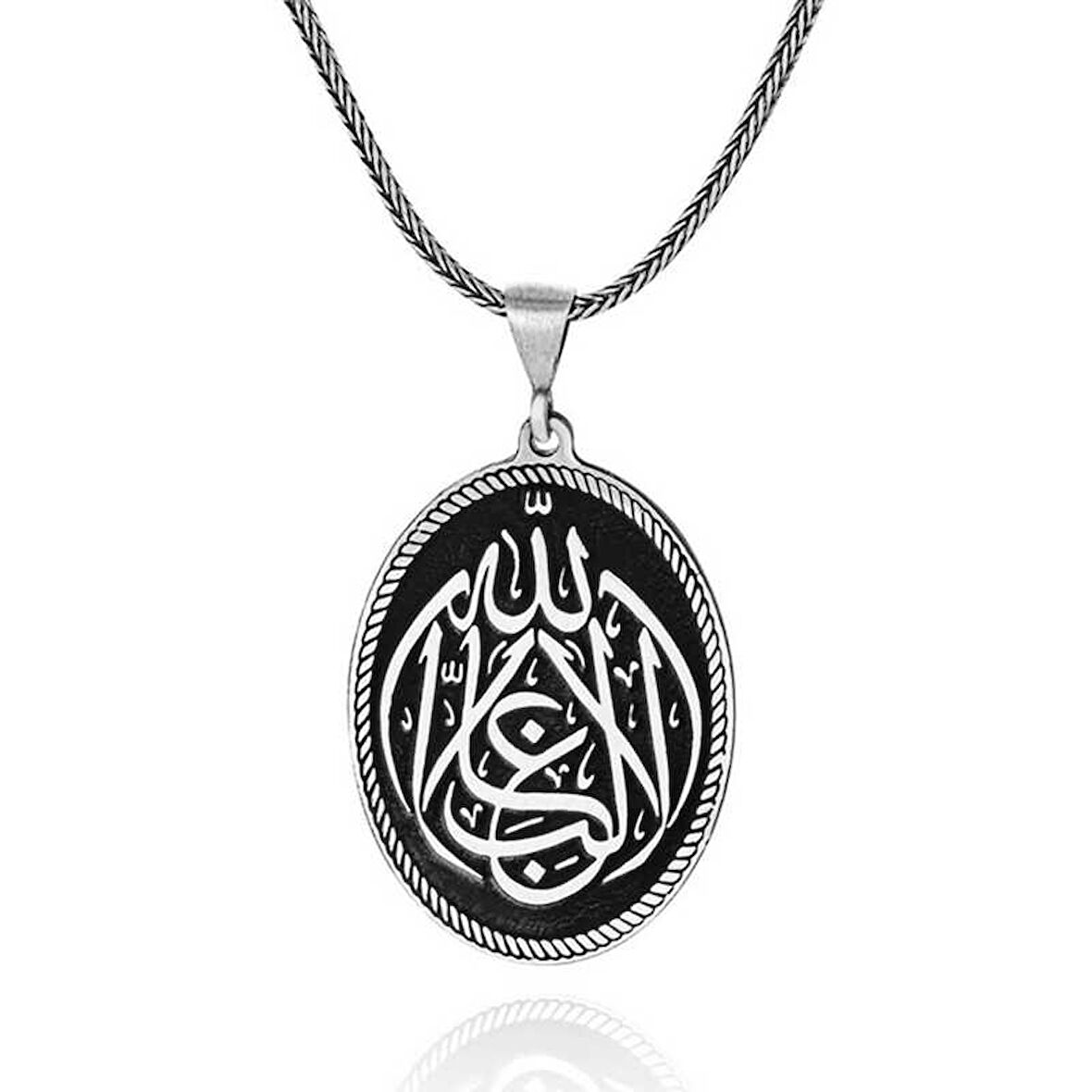 BlackCraft Gümüş La Galiba İllallah Yazılı Gümüş Kolye (BC-D8A15A)