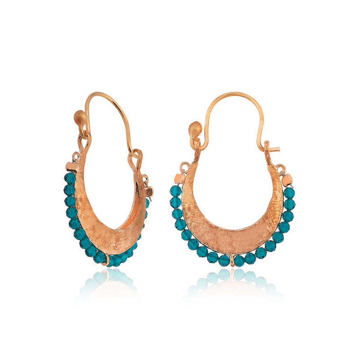 BlackCraft Gümüş Turkuaz Taşlı Bohem Küpe (BC-111D79)