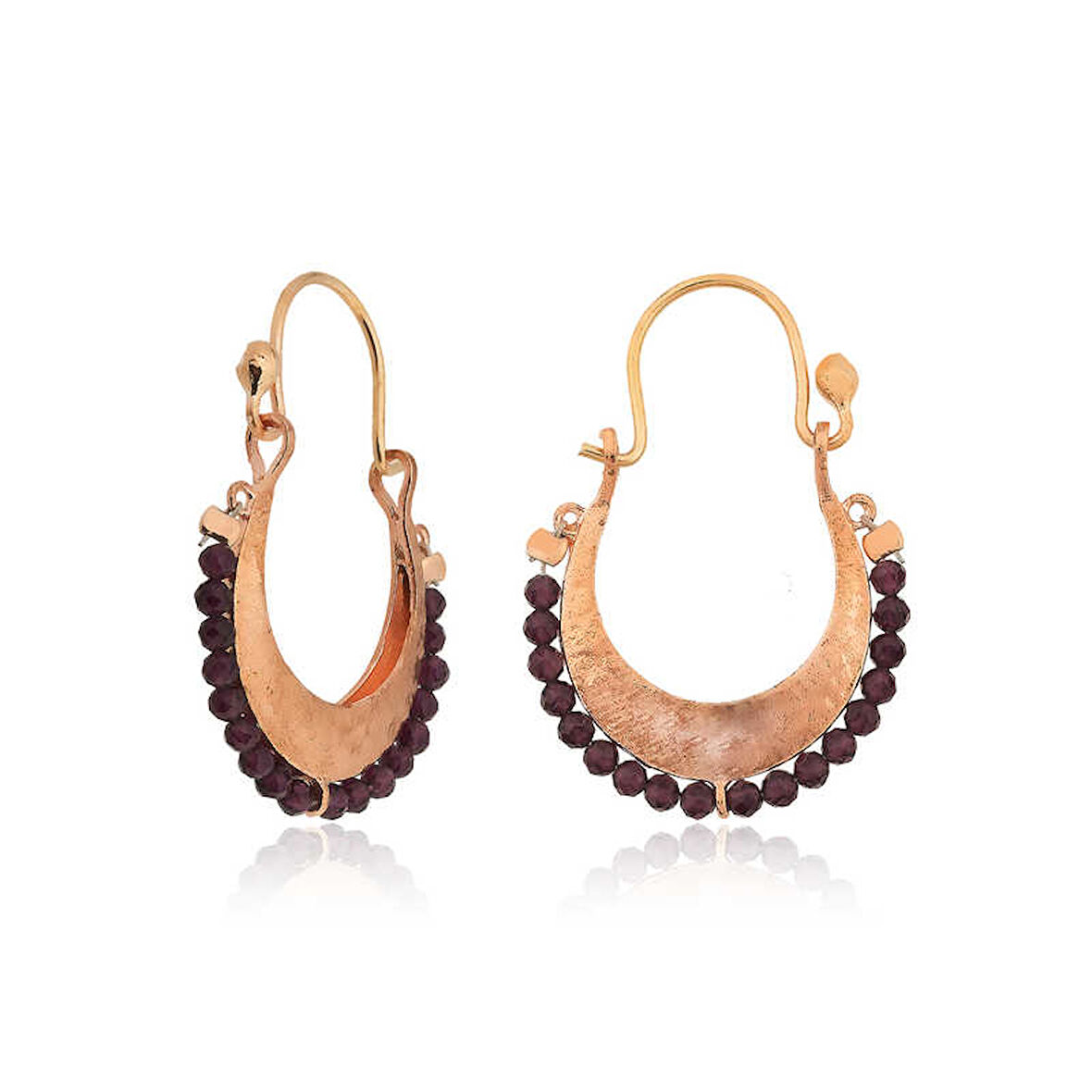 BlackCraft Gümüş Bordo Taşlı Bohem Küpe (BC-7CD281)