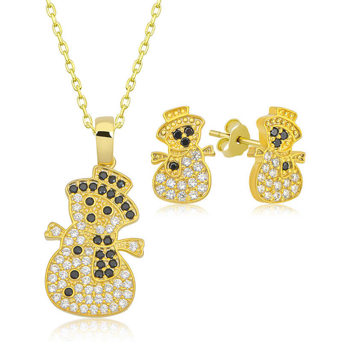 BlackCraft 925 Ayar Gümüş Kardan Adam Kadın Set (BC-52320D)