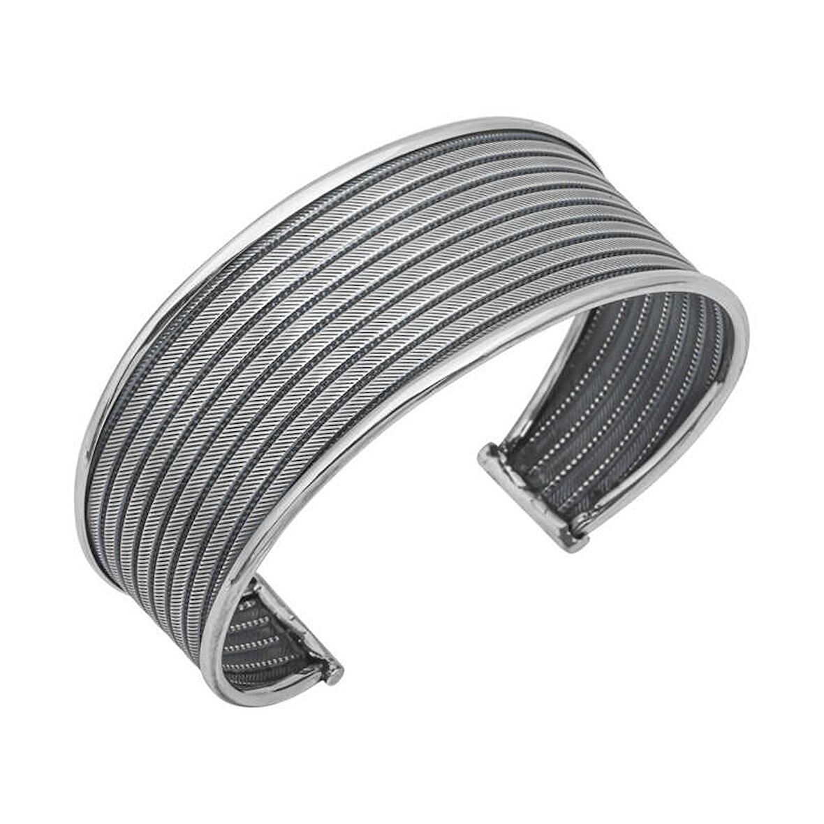 BlackCraft 925 Ayar Gümüş Eskitme Desenli Kadın Bilezik (BC-22E6A7)