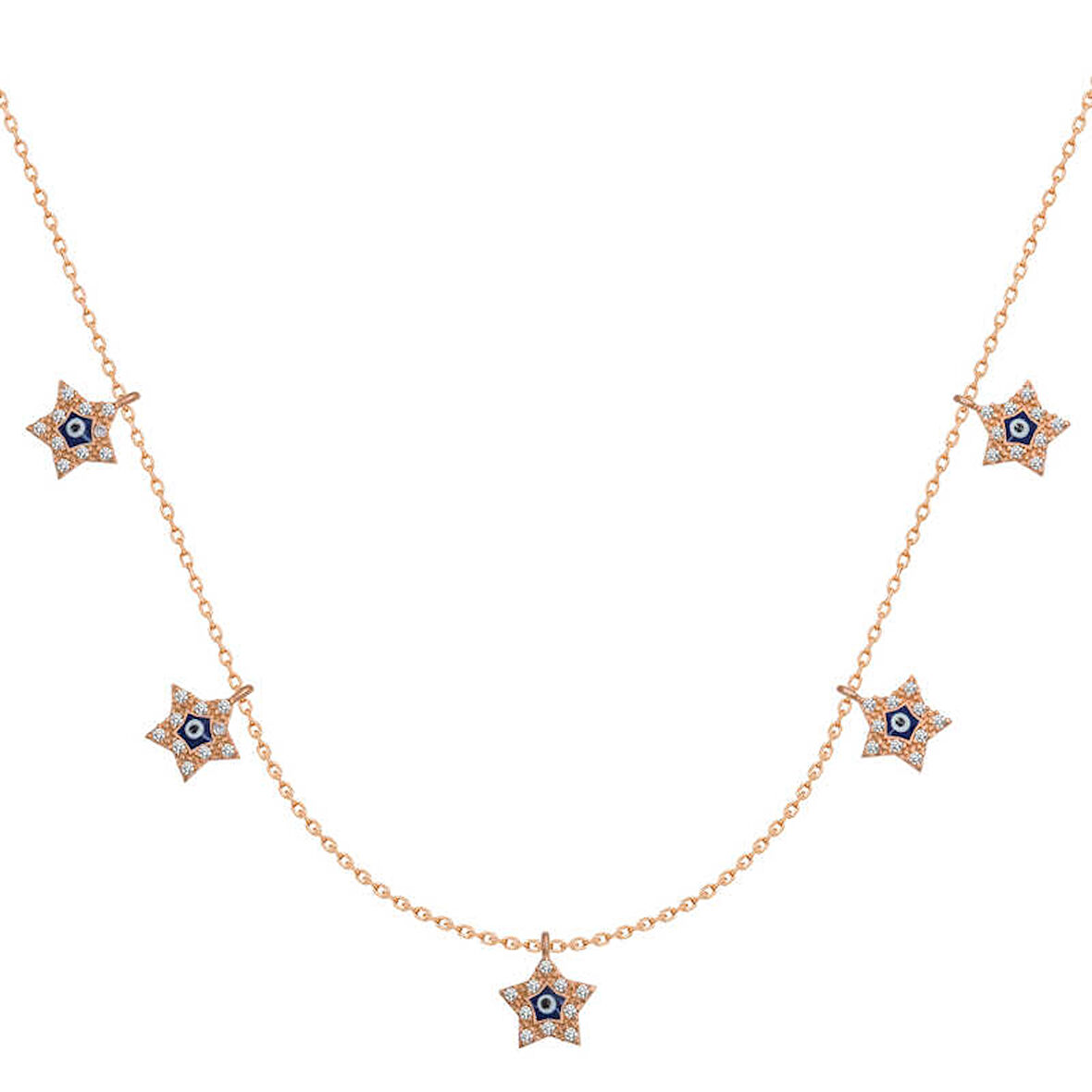 BlackCraft 925 Ayar Gümüş Yıldız Nazarlı Şans Kadın Gümüş Kolye (BC-FE57A5)