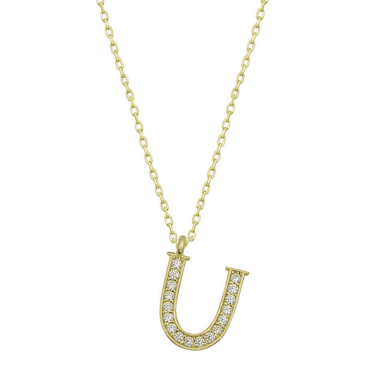 BlackCraft 925 Ayar Gümüş U Harfi Kadın Gümüş Kolye (BC-B9E584)