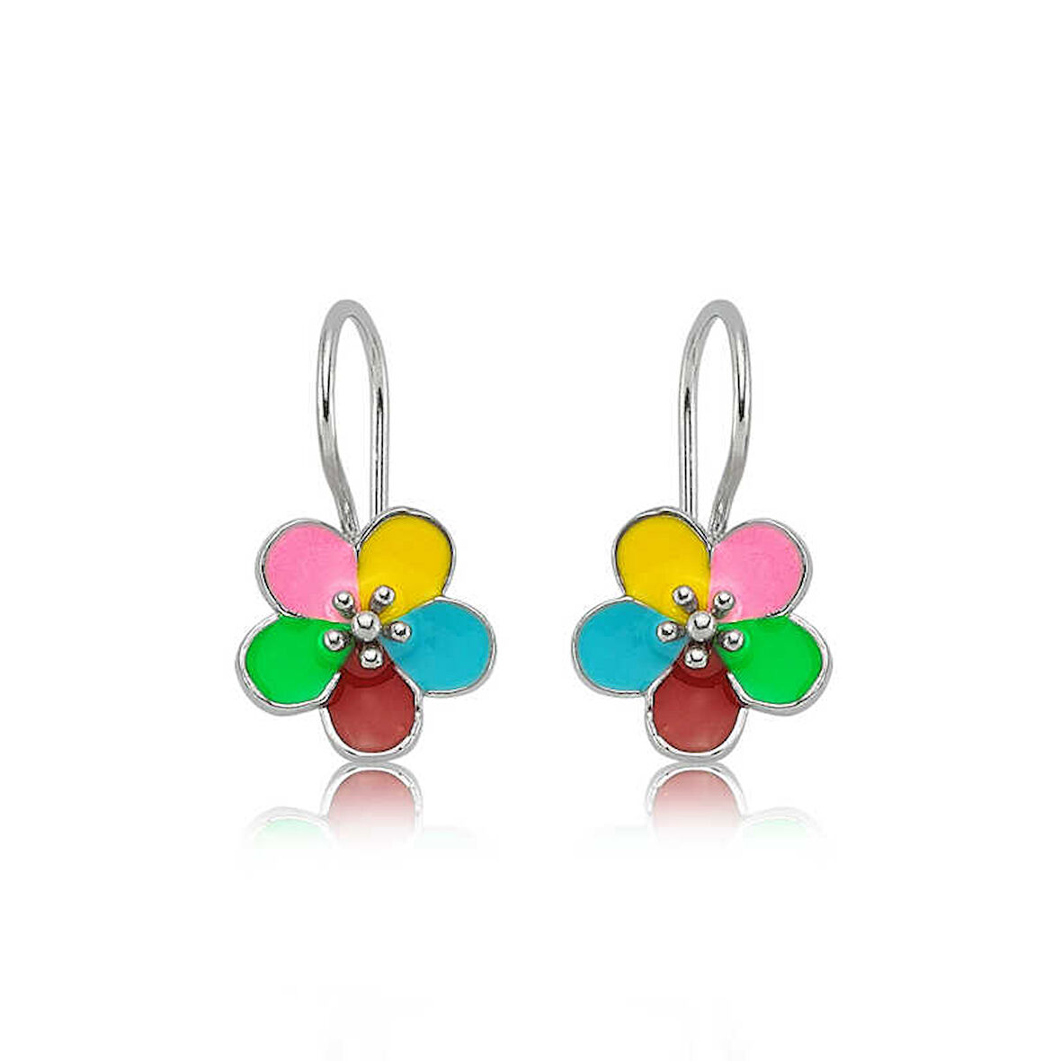 BlackCraft Gümüş Sallantılı Çiçek Çocuk Küpesi (BC-7D3685)