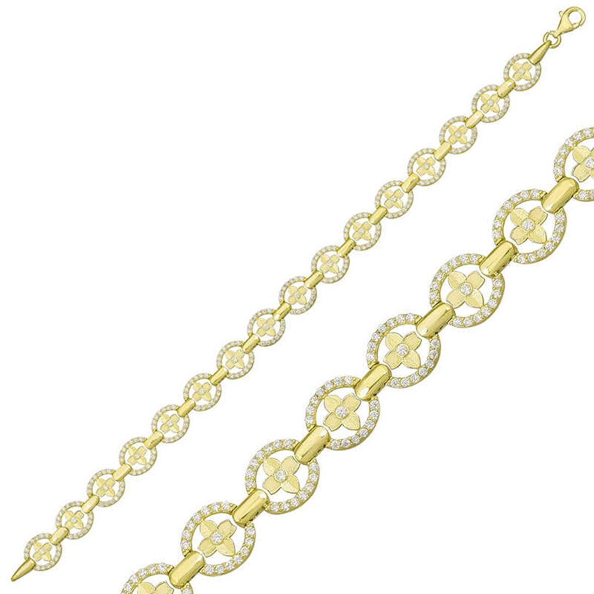 BlackCraft 925 Ayar Gümüş Gold Yuvarlak Su Yolu Bileklik (BC-1329F9)