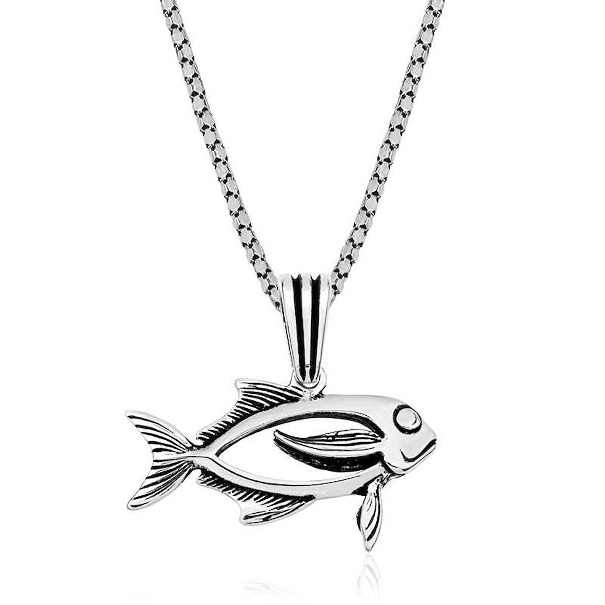 BlackCraft 925 Ayar Gümüş Balık Gümüş Kolye (BC-B73A82)
