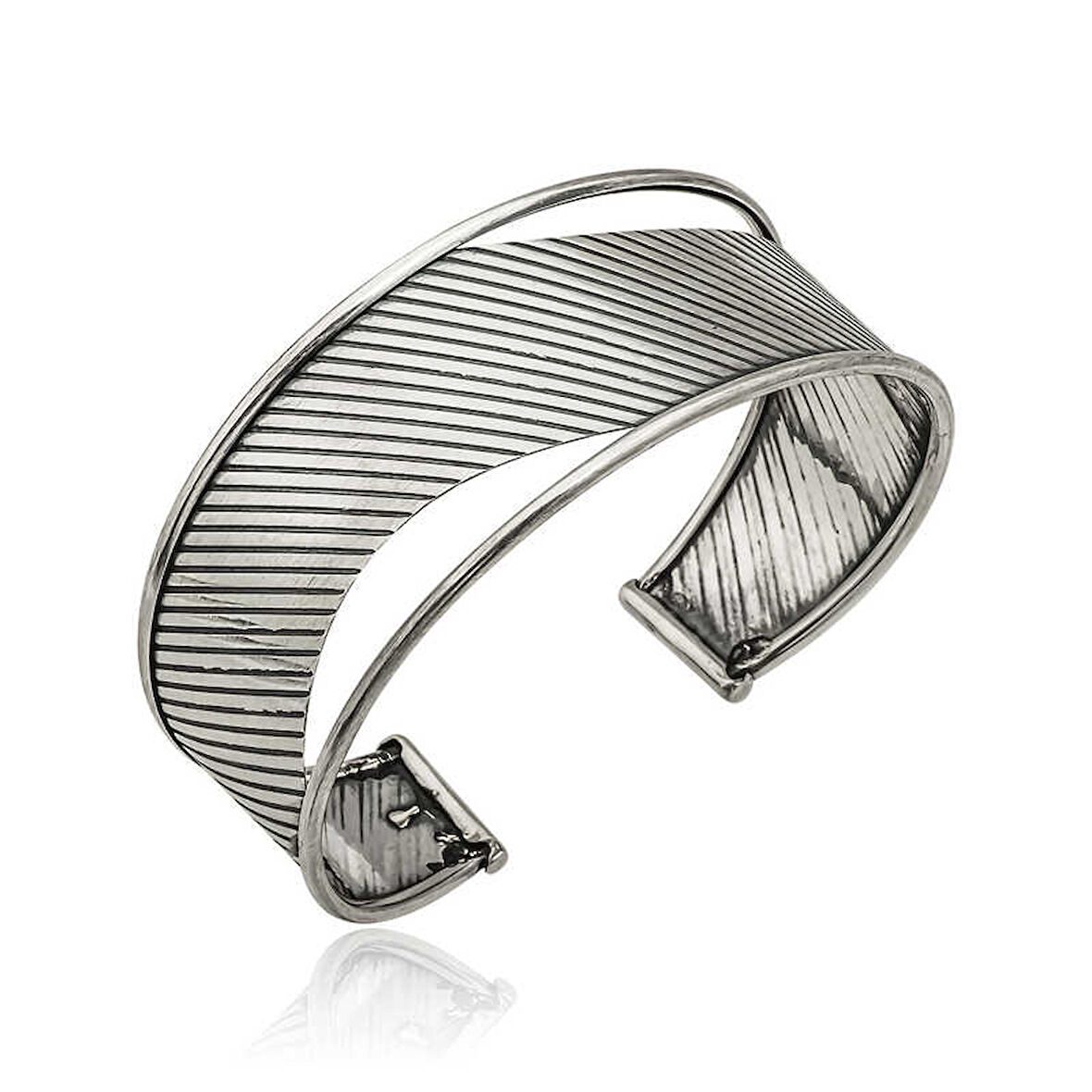 BlackCraft 925 Ayar Gümüş Eskitme Desenli Bilezik (BC-3714FE)