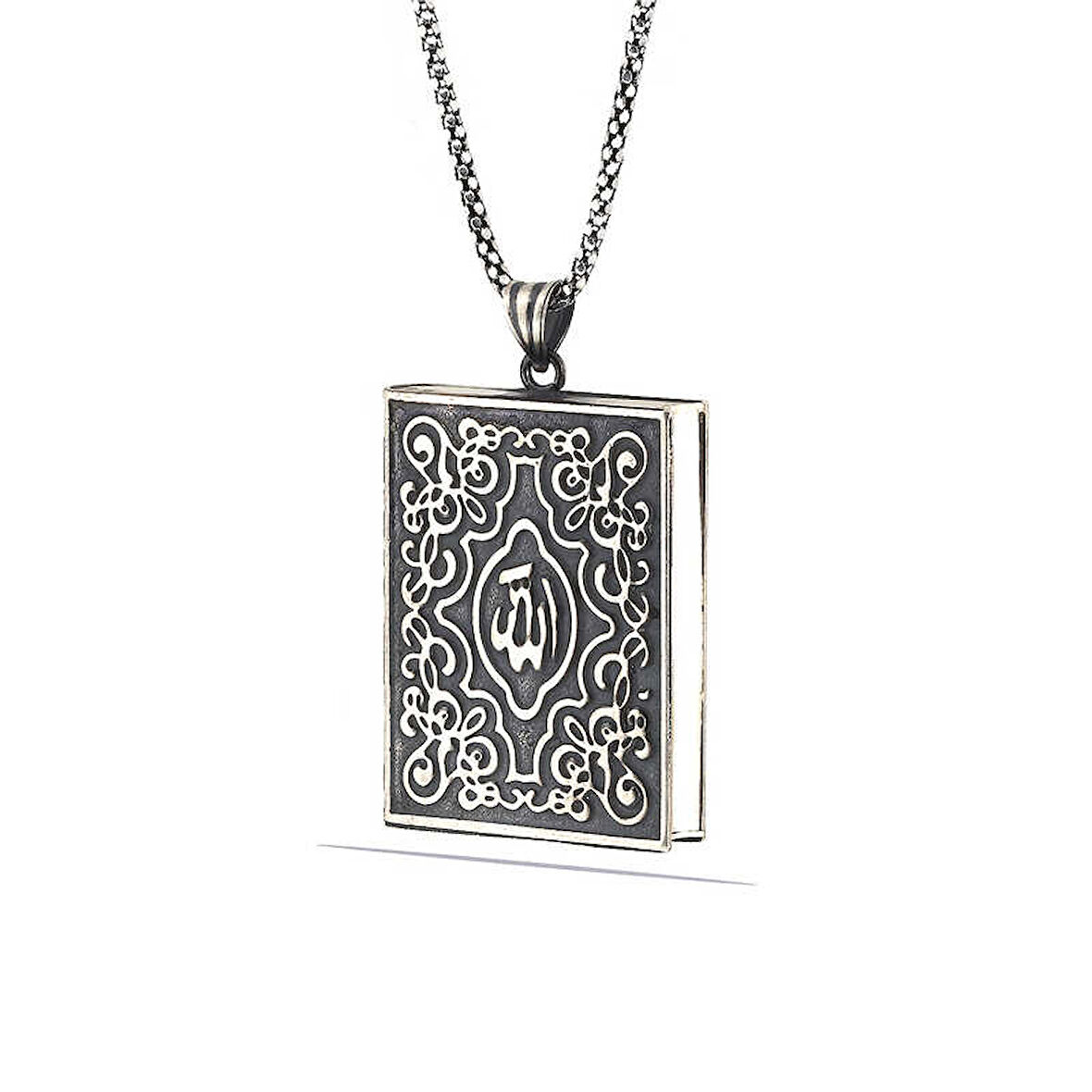 925 Ayar Gümüş Kare İçi Açılabilen Muskalık Gümüş Kolye