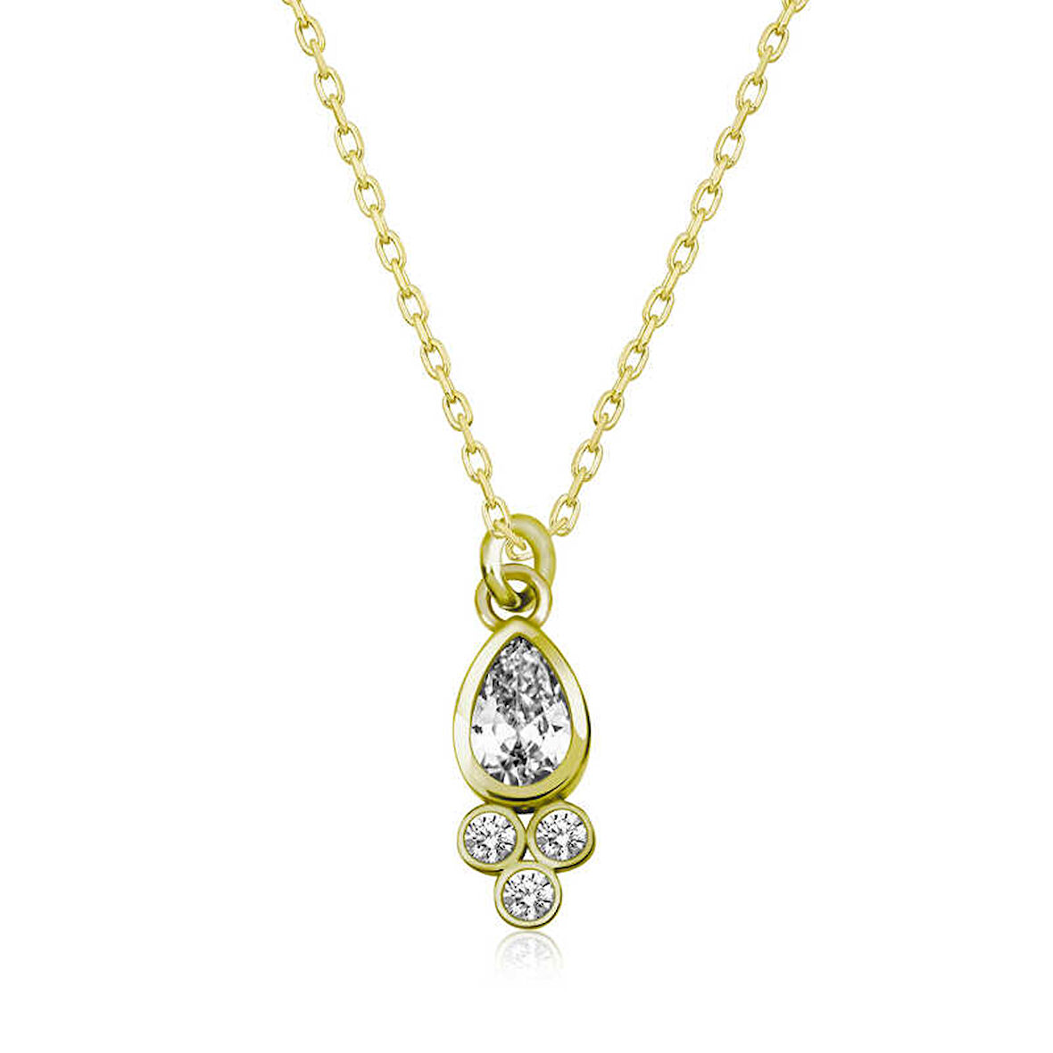 BlackCraft 925 Ayar Gümüş Çiğ Damlası Tektaş Kadın Gümüş Kolye (BC-370361)