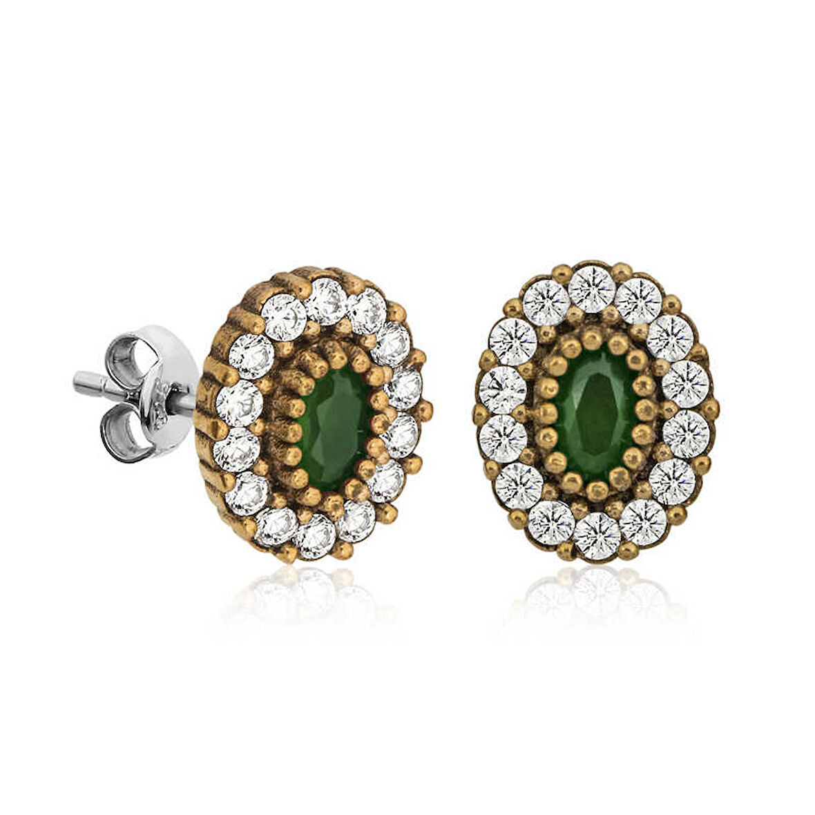 BlackCraft Gümüş Otantik Oval Çivili Küpe (BC-B2E0D8)