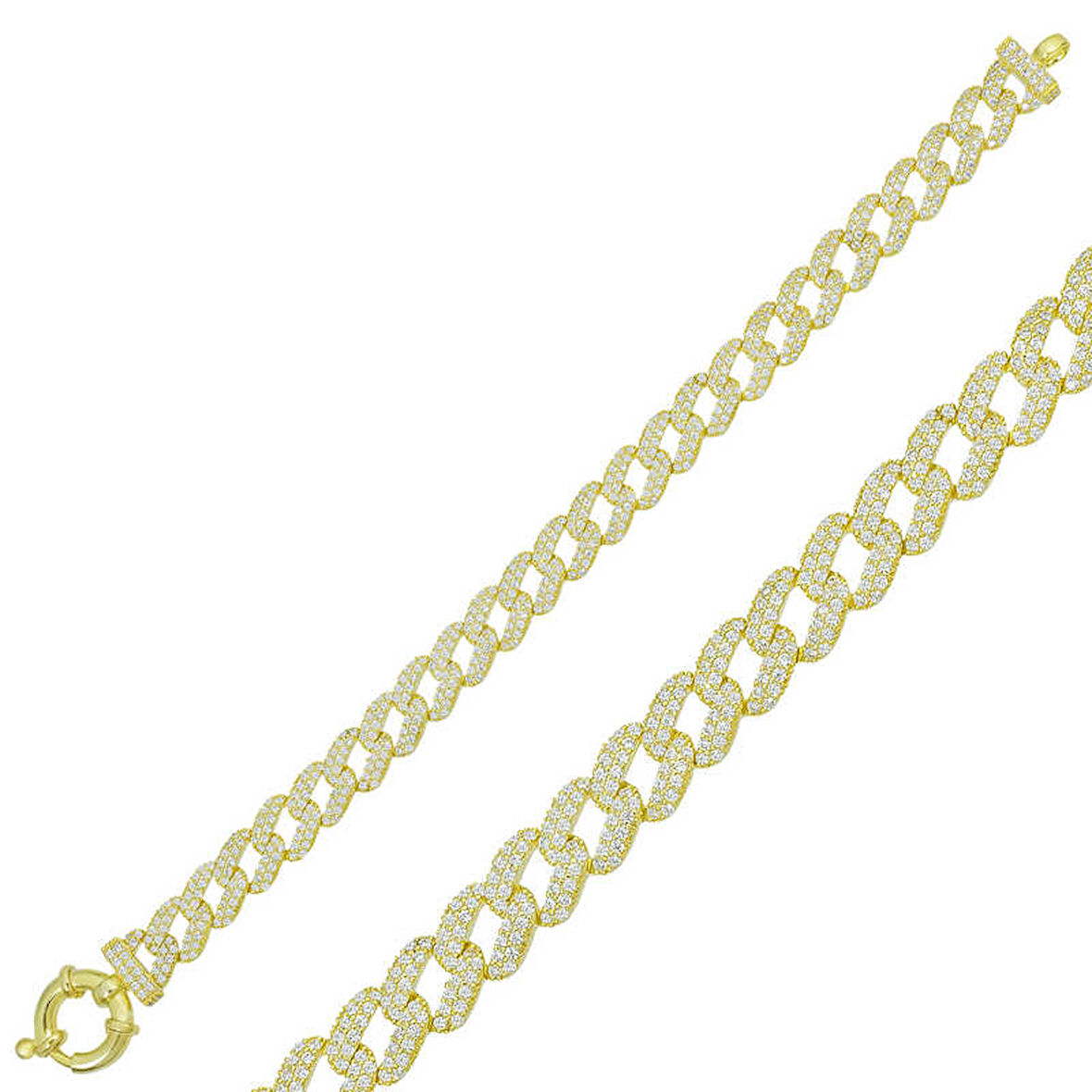 BlackCraft 925 Ayar Gümüş Gold Taşlı Gurmet Bileklik (BC-C103F7)