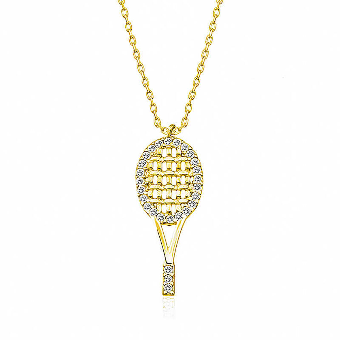 BlackCraft 925 Ayar Gümüş Tenis Raketi Kadın Gümüş Kolye (BC-5EF3C2)