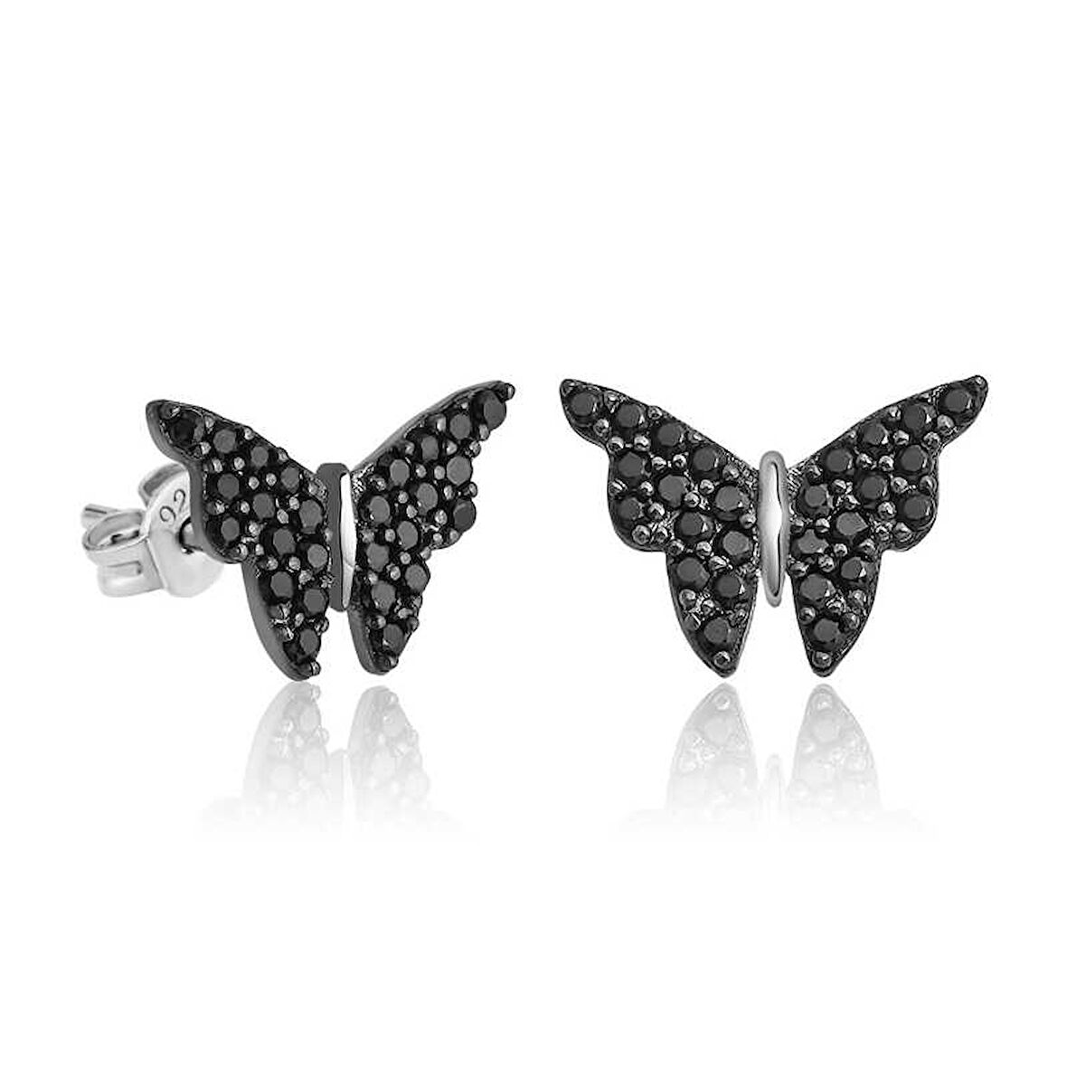 BlackCraft Gümüş Siyah Kelebek Küpe (BC-A43241)