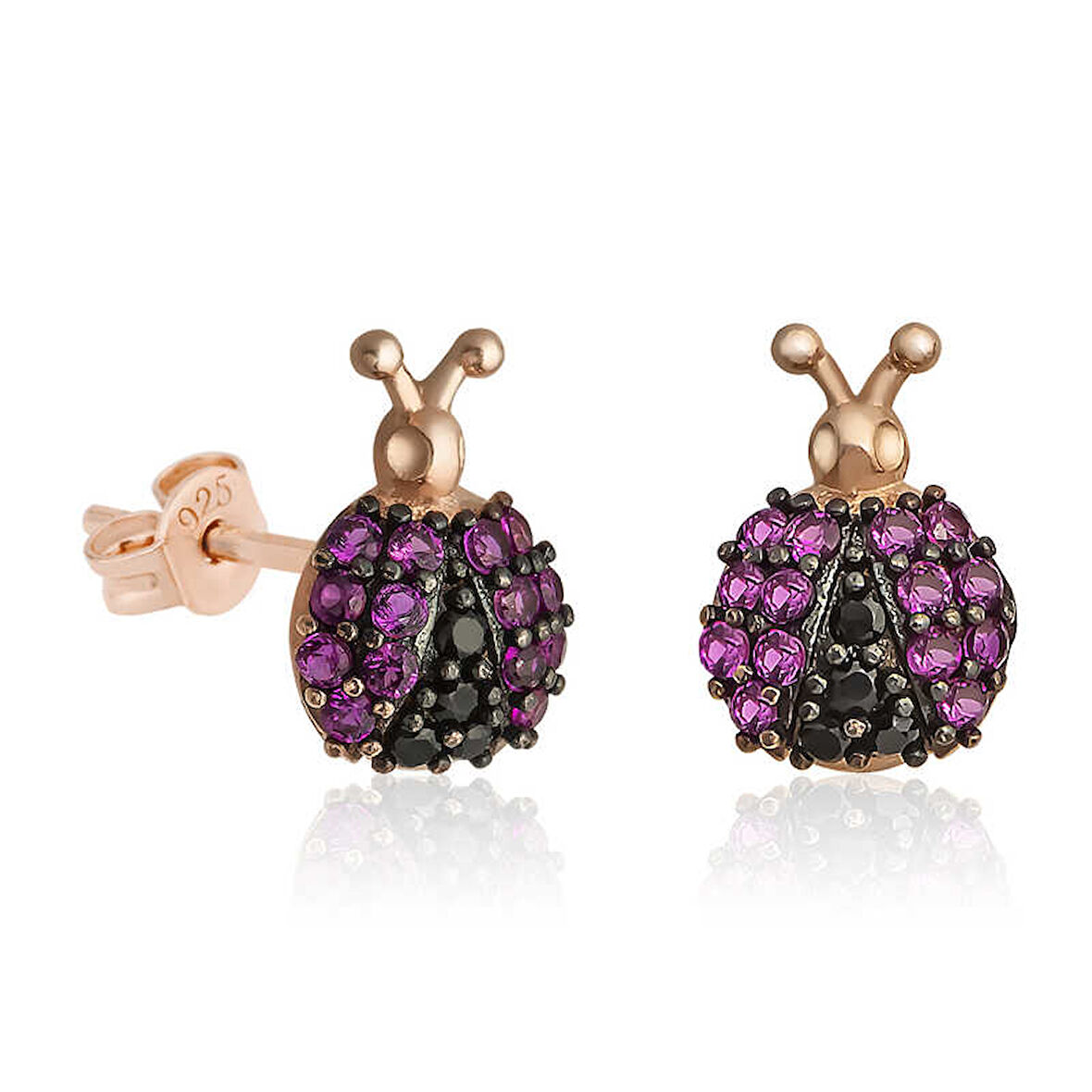 BlackCraft Gümüş Uğur Böceği Küpe (BC-D0C39C)